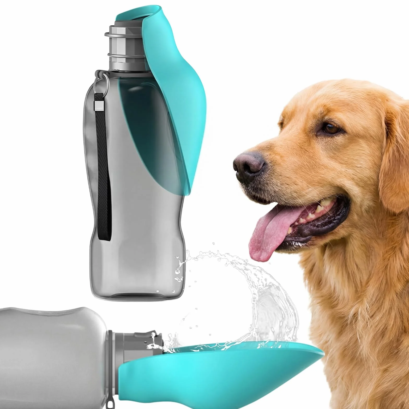 Borraccia Portatile per Cani da 800 ml - Senza BPA, con Ciotola Integrata, ideale per Passeggiate, Escursioni, Campeggio, Alpinismo e Viaggi (Blu)