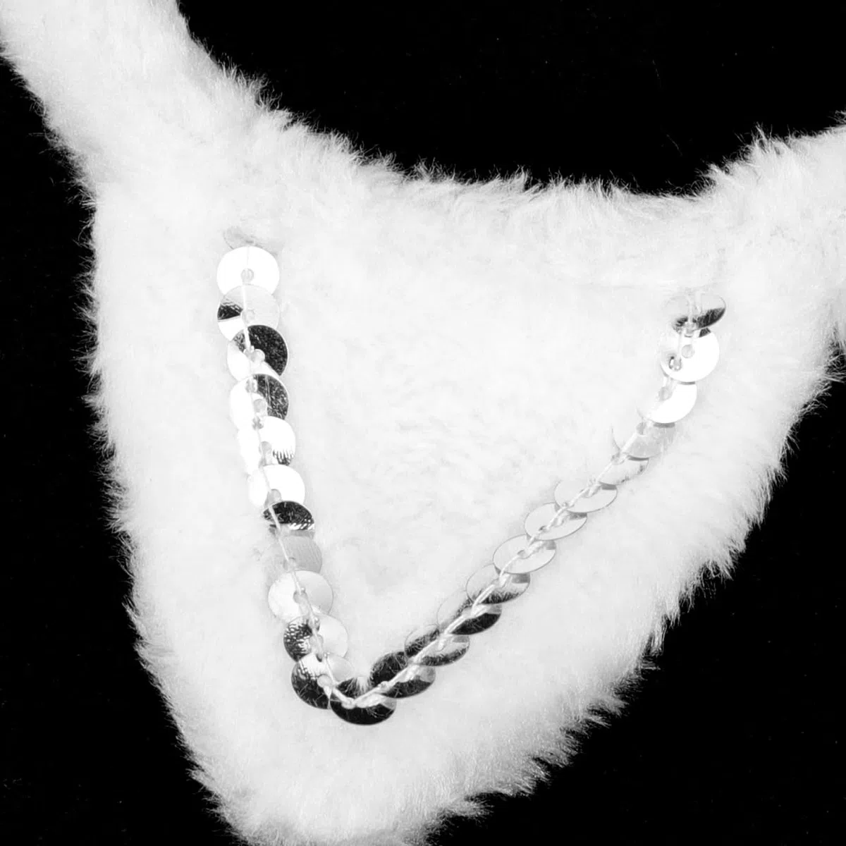 GALPADA 1 set di orecchie di gatto e elastici per capelli, coda di gatto artificiale, costume di Halloween, con paillettes in peluche, colletto decorativo bianco