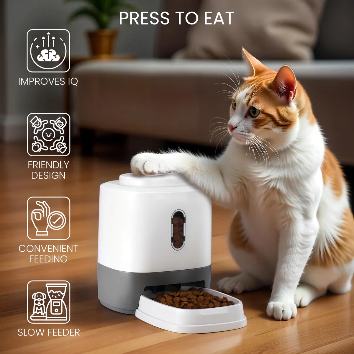 Belle Vous Dosatore Cibo per Animali Domestici - Mangiatoia Porta Cibo per Cani e Gatti Grandi - Accessori Cane e Gatto - Dog Slow Feeding Station - Grigio e Bianco