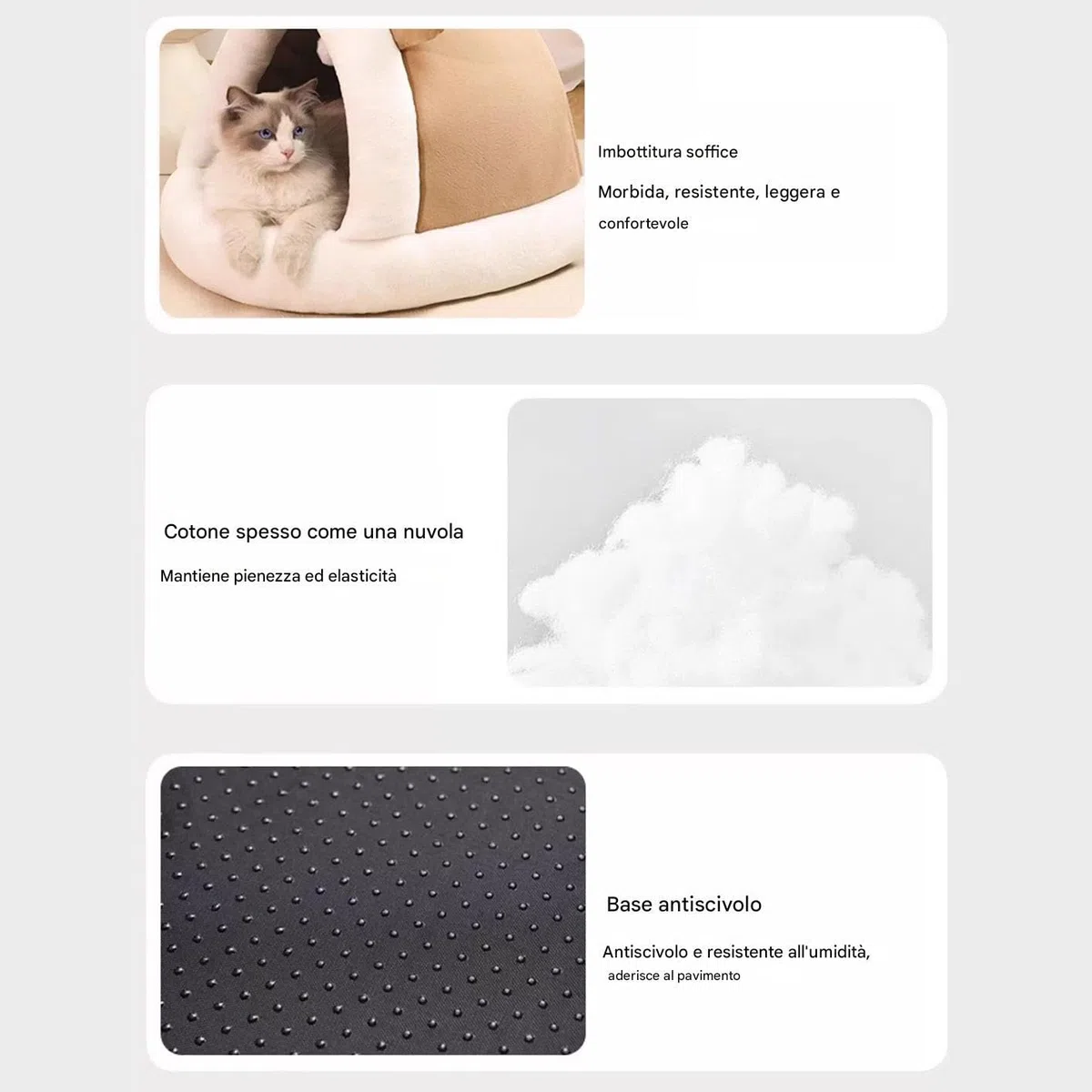 Cuccia per Gatti Coperta | Cuccia Calda e Morbida con Tettoia - Cuccetta Morbida Antiscivolo per Sonno Gattini Cuccioli - Utilizzo Interno Esterno Balcone Camera da Letto