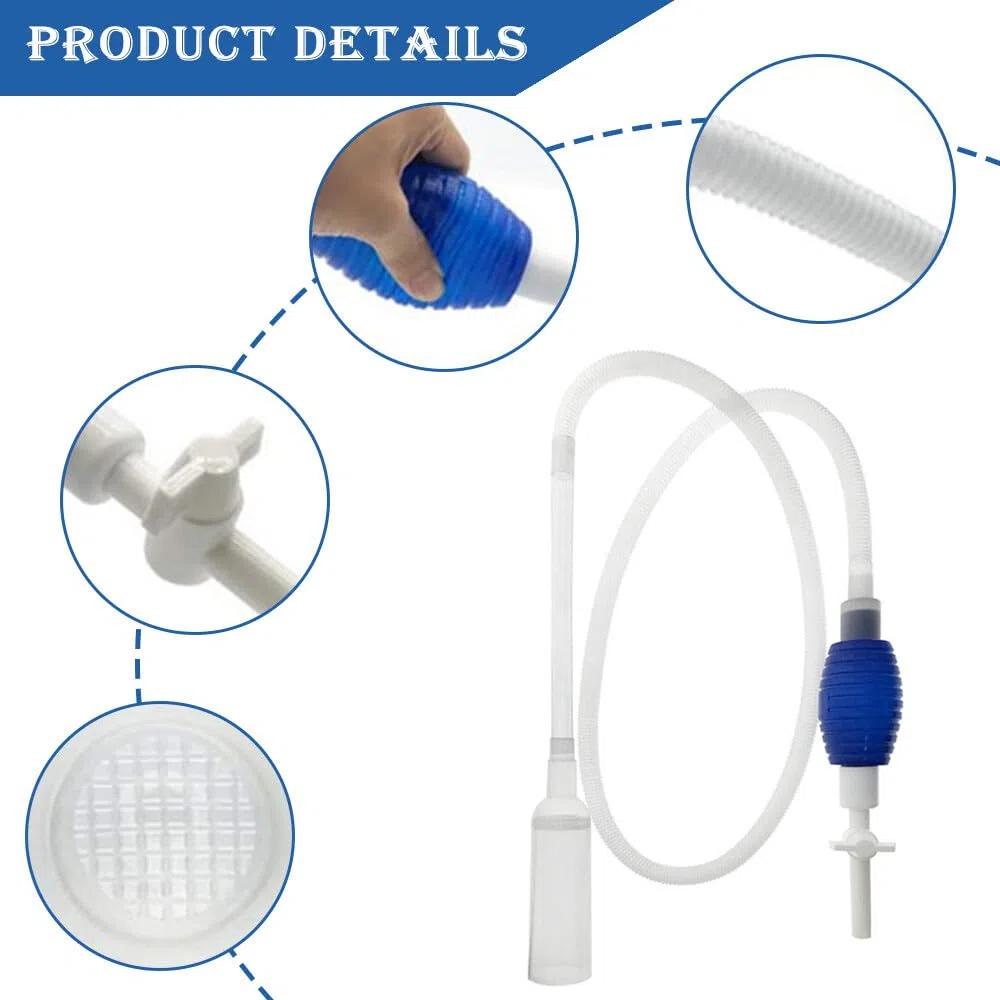 Pulizia Acquario, Aspiratore Acquario, Sifone Acquario, Kit di Pulizia per acquari e acquari, sifone e 5 Strumenti di Pulizia, Facile da Montare e smontare, per Cambi dacqua e Pulizia