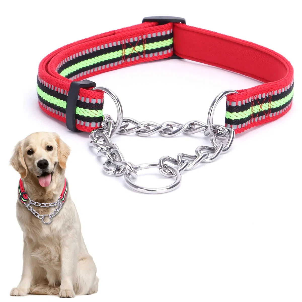 Collare per Cani,Collare Semistrozzo Cane,Collare Martingala Riflettente,Regolabile Collari,Cani Cane Addestramento Collari,Collare Tattico per Cani,per l'addestramento e le passeggiate sicure (L)