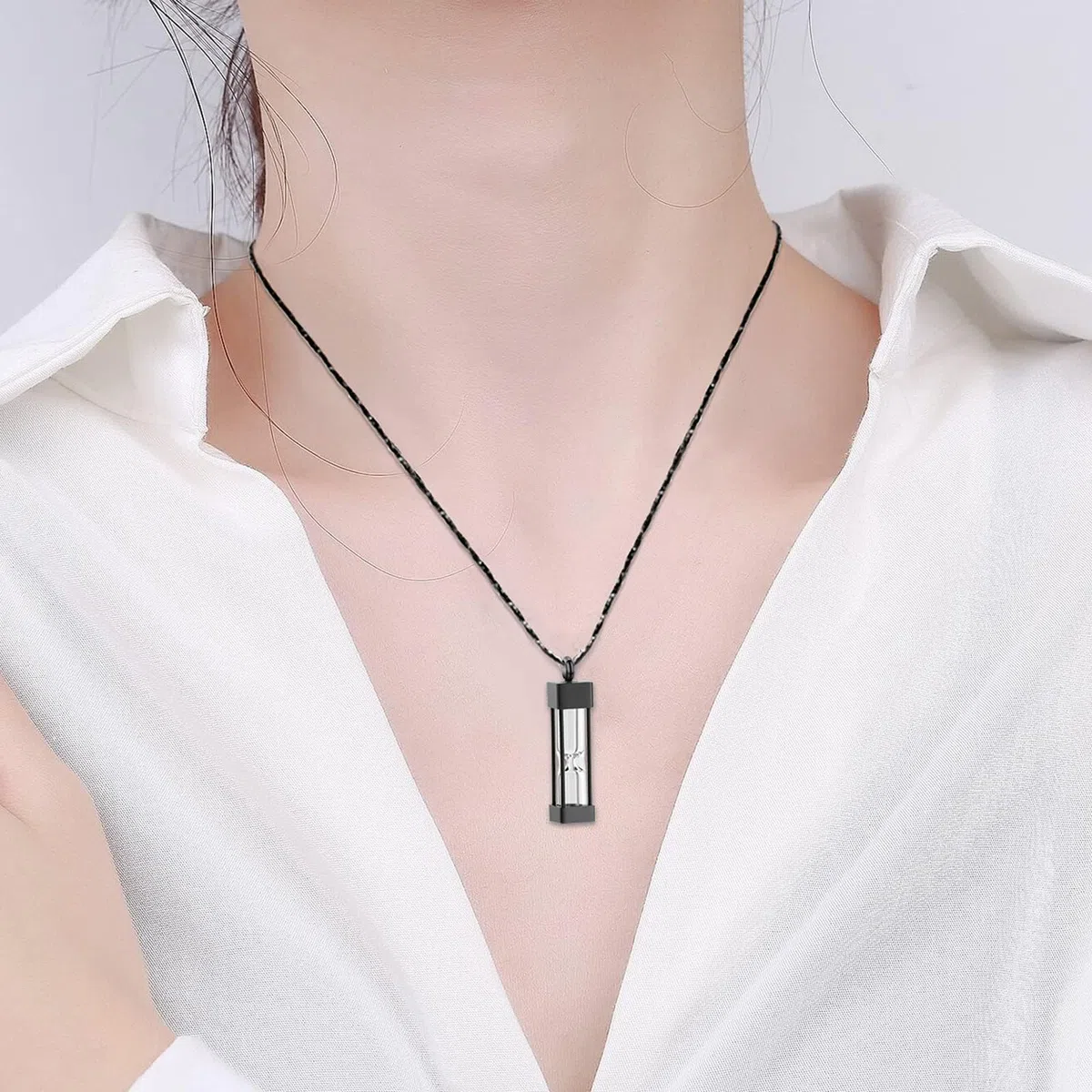 Clessidra di vetro cremazione gioielli per cenere contenitore fiala urna collana ciondolo in acciaio inox cilindro bottiglia Memorial cremazione Keepsake gioielli per donne/uomini