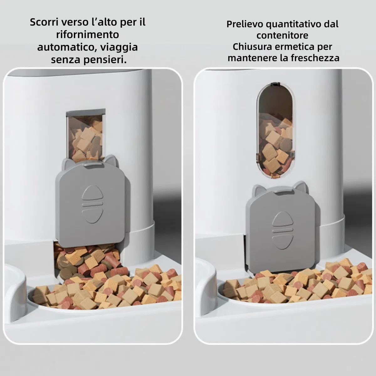 Distributore Automatico Cibo e Acqua 2 in 1 per Gatti e Cani, Mangiatoia con Serbatoio, Ciotole Igieniche con Separatore Asciutto/Umido