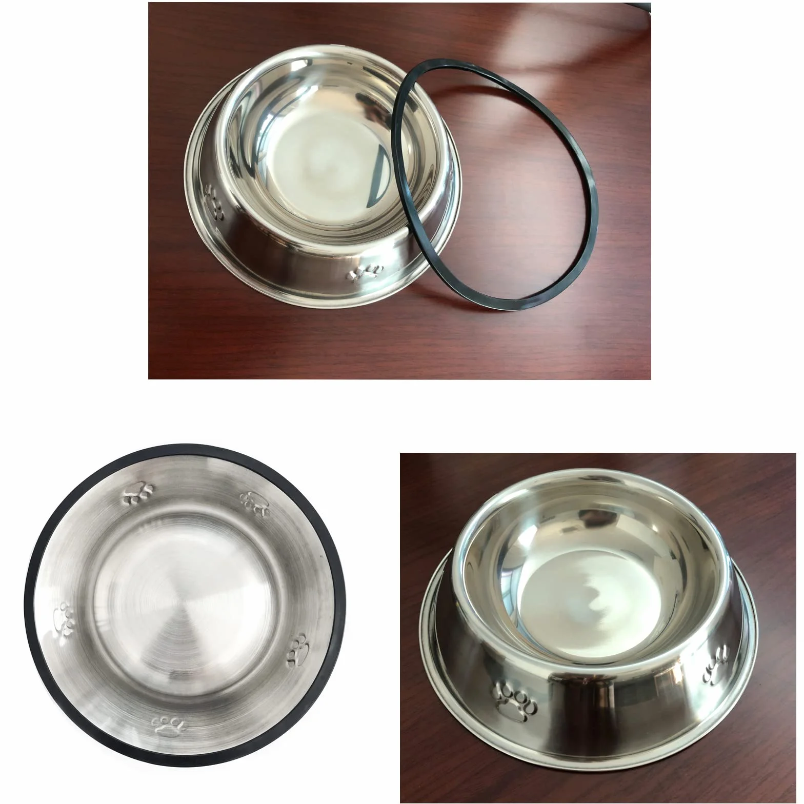 Ciotole per Cani in Acciaio Inox - Base in Gomma Antiscivolo, Ciotola Media e Grande per Animali Domestici, per Cibo e Acqua (M, 22 cm)