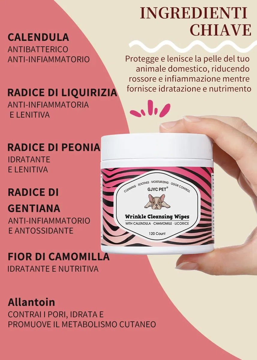 Salviette Antirughe + balsamo Antirughe per Cani | Bulldog, Bulldog Francese, Carlino, Bulldog Inglese | Pulisce e lenisce Rughe, Pieghe, Macchie di Lacrime, Tasche della Coda e Zampe