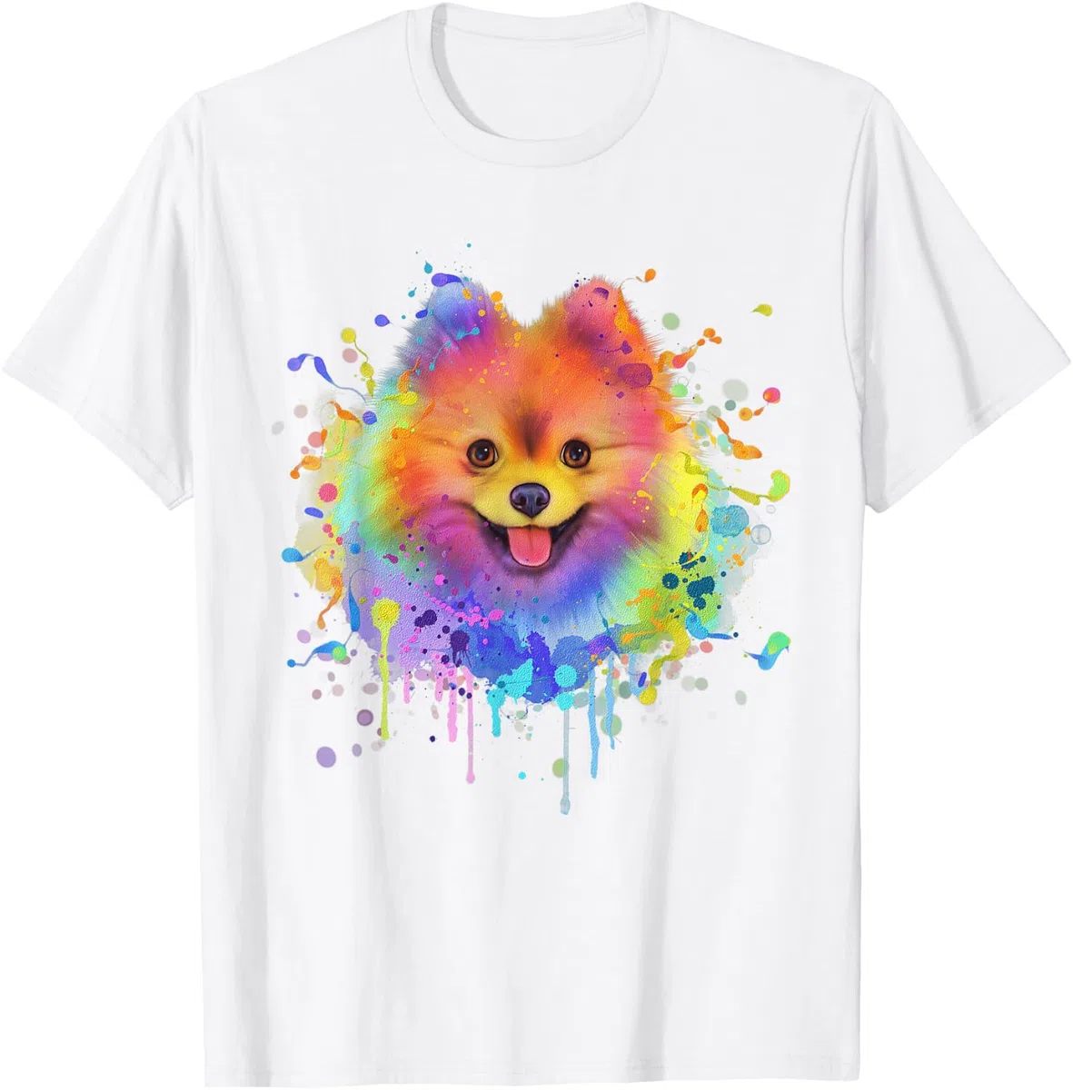 Colorful Splash Art Pomerania Ritratto Pom Puppy Proprietario Maglietta