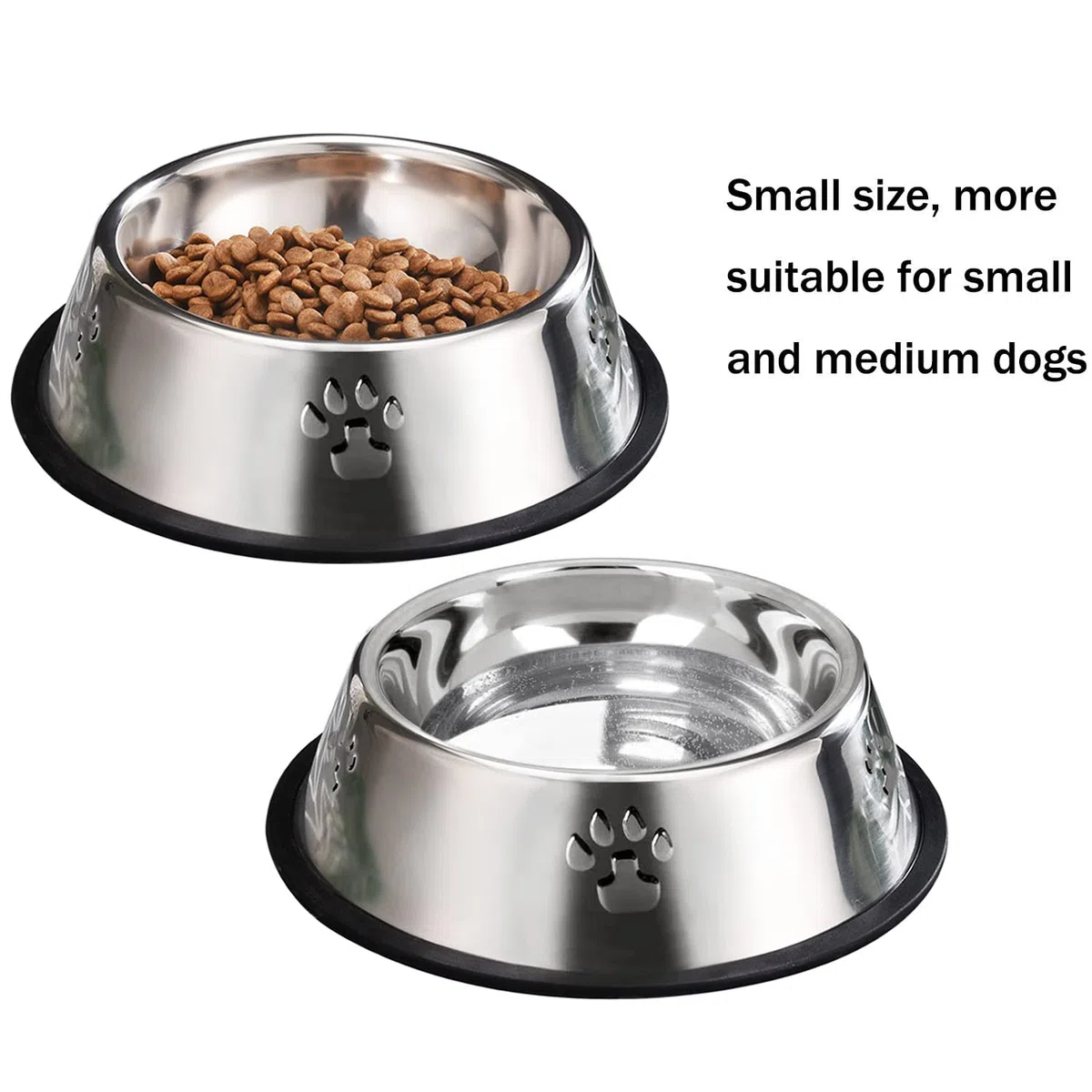 Ciotole per Cani in Acciaio Inox - Base in Gomma Antiscivolo, Ciotola Media e Grande per Animali Domestici, per Cibo e Acqua (M, 22 cm)