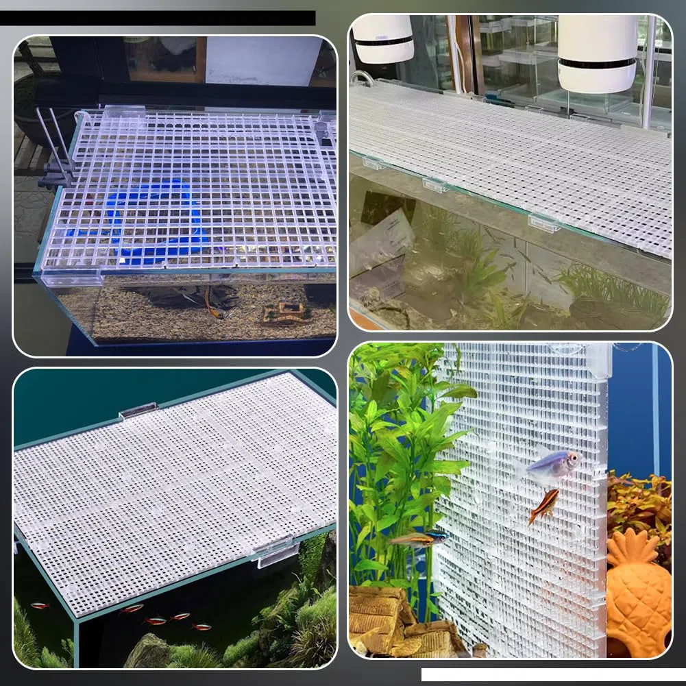 BENECREAT 8 pz Coperchio Trasparente per Acquario, Copertura Superiore per Acquario Rettangolare da 15x29.7x0.7cm, Pannello Isolante in Griglia di Plastica con 8 Clip per Pannello di Copertura