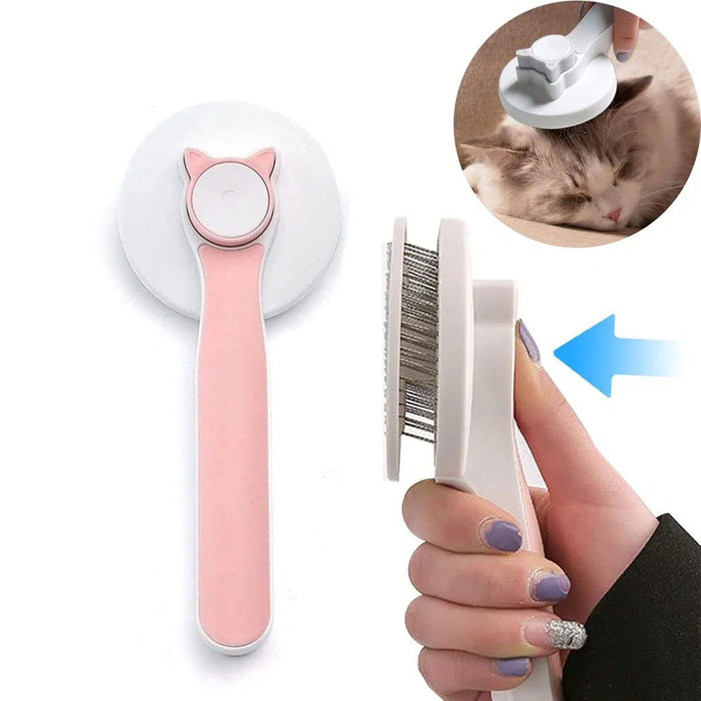 Grehge h, Self-Cleaning Dead Hair Brush for Cats Dogs Long Short Hair to Effectively Remove Up to 95% of Dead Hair (Blue)