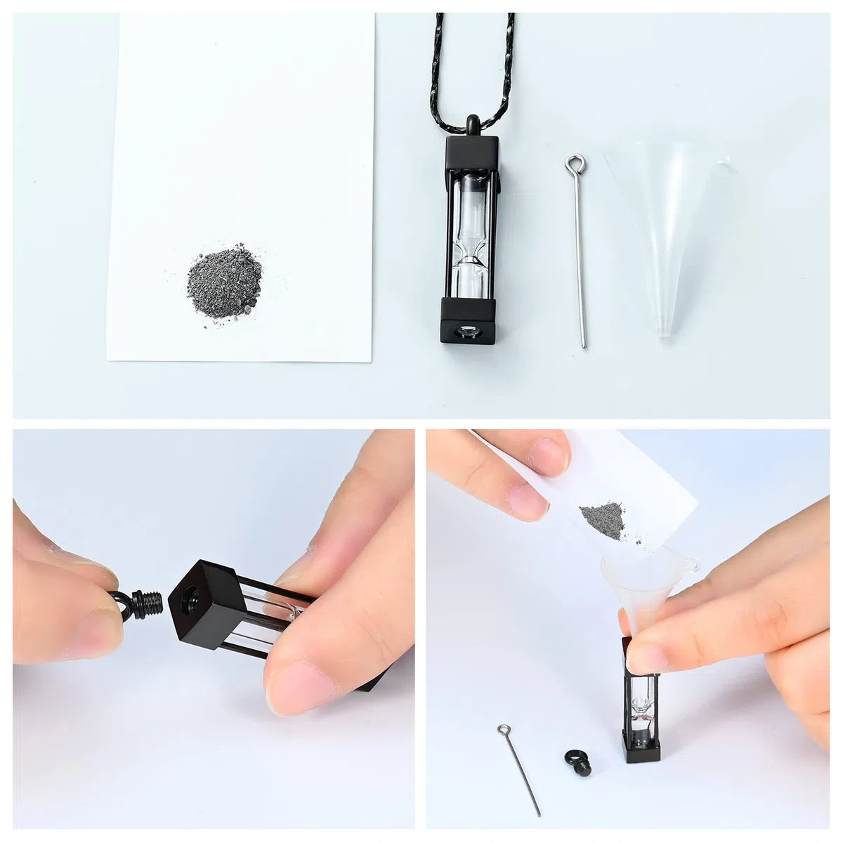 Clessidra di vetro cremazione gioielli per cenere contenitore fiala urna collana ciondolo in acciaio inox cilindro bottiglia Memorial cremazione Keepsake gioielli per donne/uomini