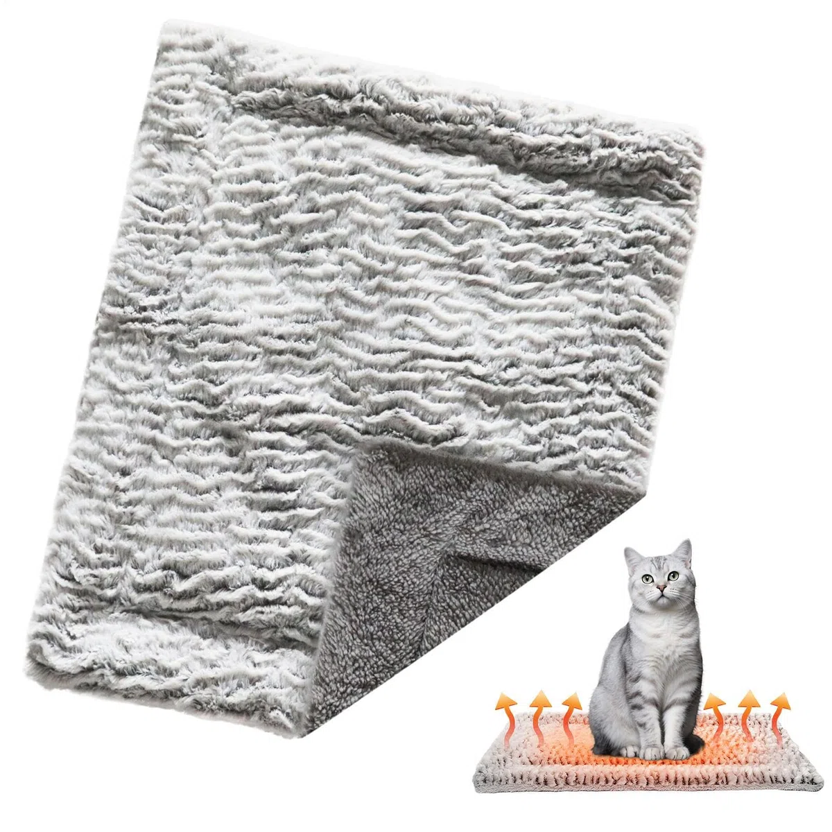 Tappetino riscaldante per gatti, autoriscaldante per esterni, coperta in peluche antiscivolo per piccoli animali, cuccioli, gattini, conigli, viaggi, gabbia invernale, divano, angoli