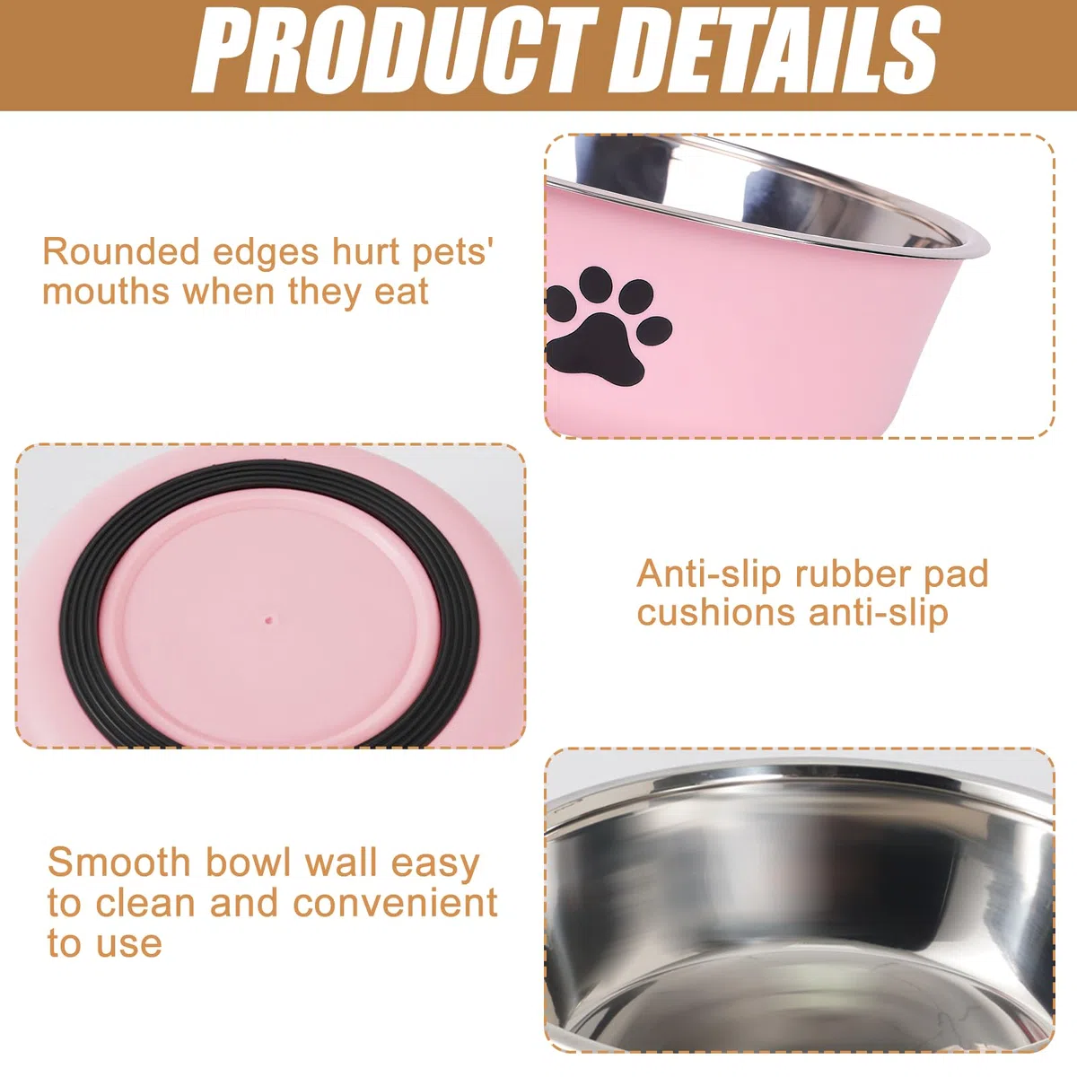 Ciotola per Cani in Acciaio Inox: 4 Ciotole Antiscivolo per Cani e Gatti in Diversi Colori con Fondo in Gomma Antiscivolo, 850ml Ciotola per Animali e Acqua