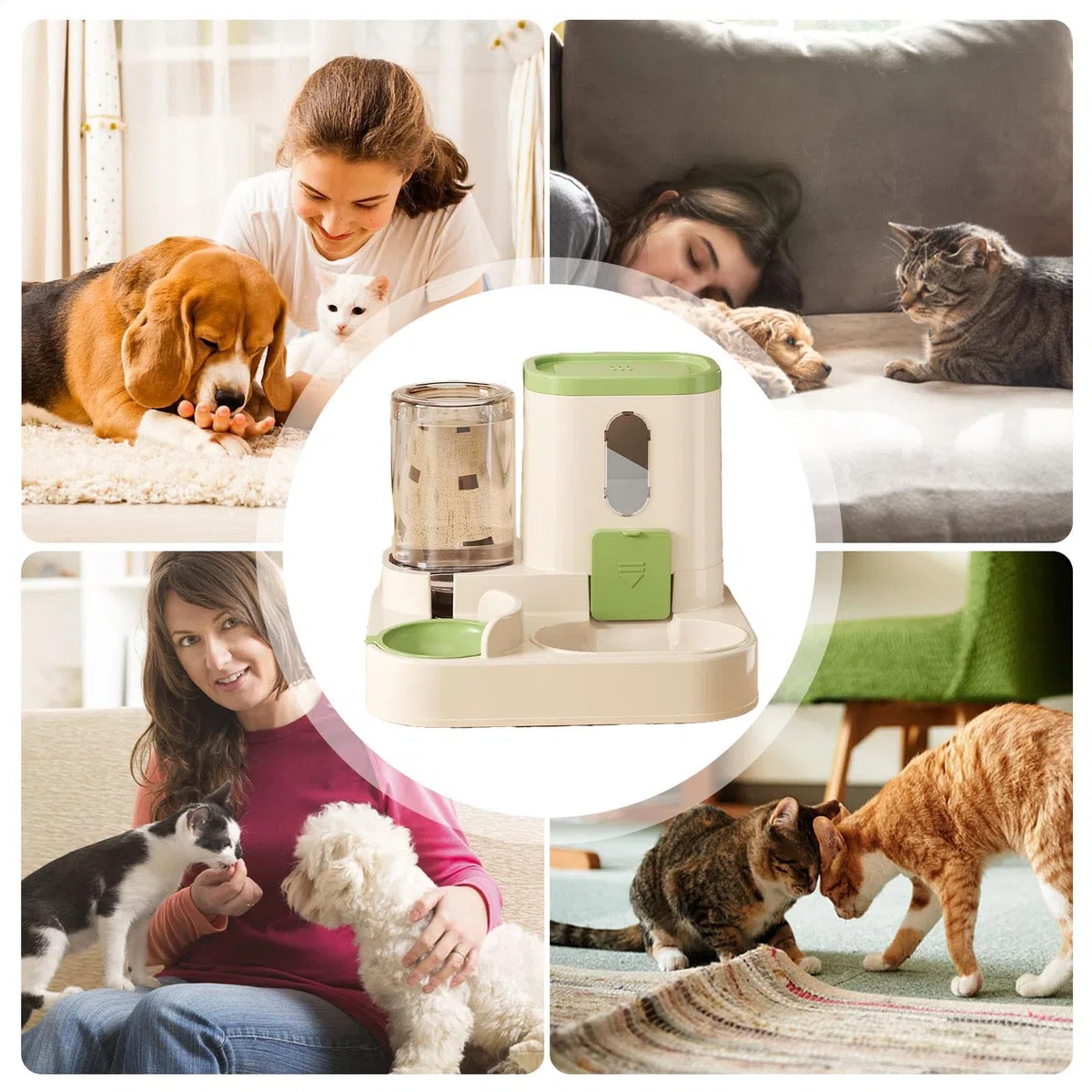 Générique Dispenser Per Cibo E Acqua Per Animali Domestici, Dispensatore Automatico Per Gatti E Cani, Alimentatore E Bevitore Di Acqua, Materiale PP Sicuro, Facile Da Riempire E Pulire