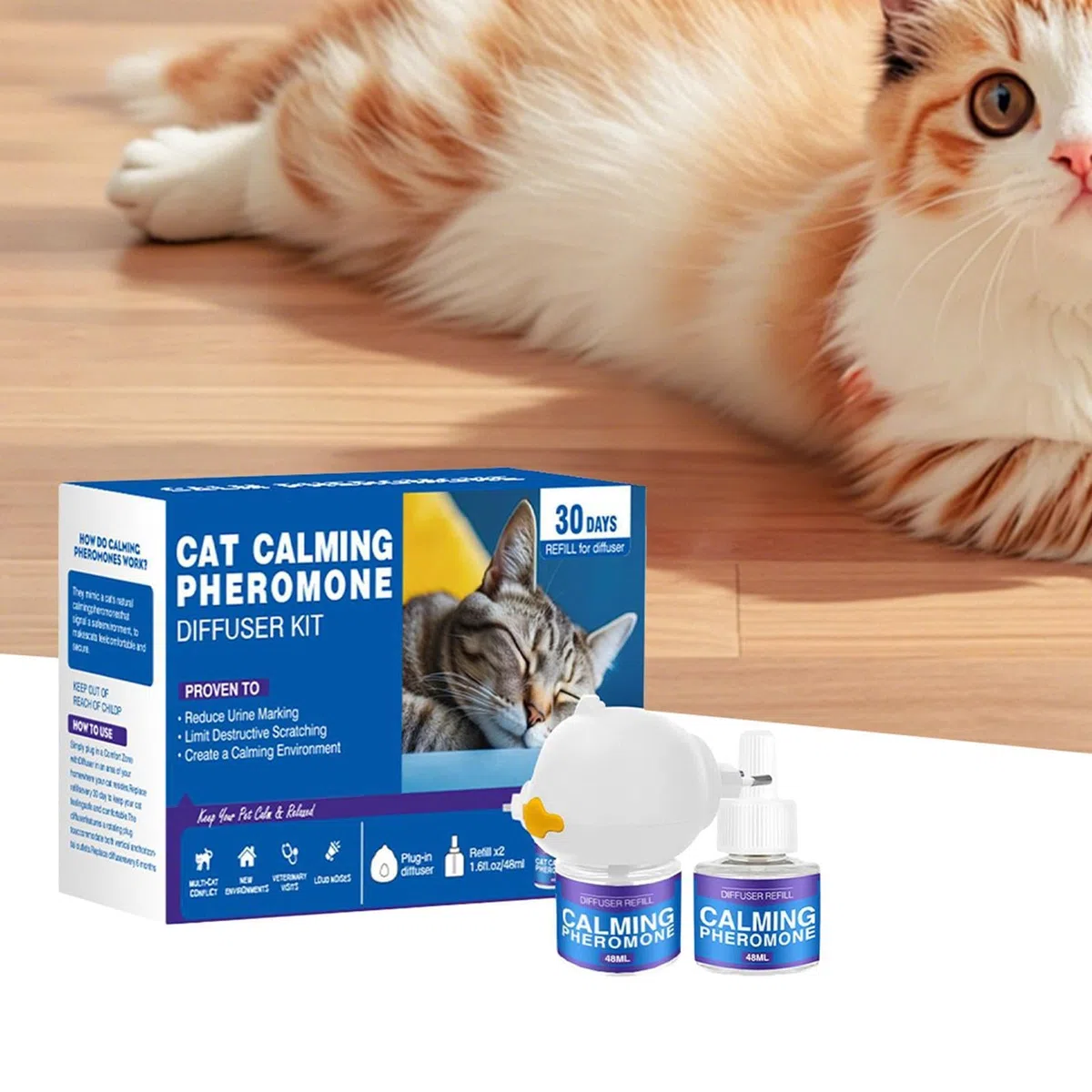 Generico Diffusore Calmante per Gatti, Ricarica del Diffusore di Feromone Gatto,ntistress per Gatti, Case Multi, Controllo E Spruzzatura