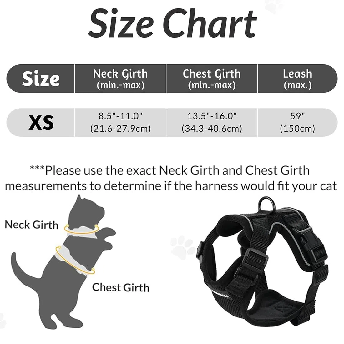 Pettorina Regolabile per Gatti e Cuccioli, Guinzaglio per Auto, Imbracatura per Cani Piccoli, Maglia Traspirante (XS, Nero)