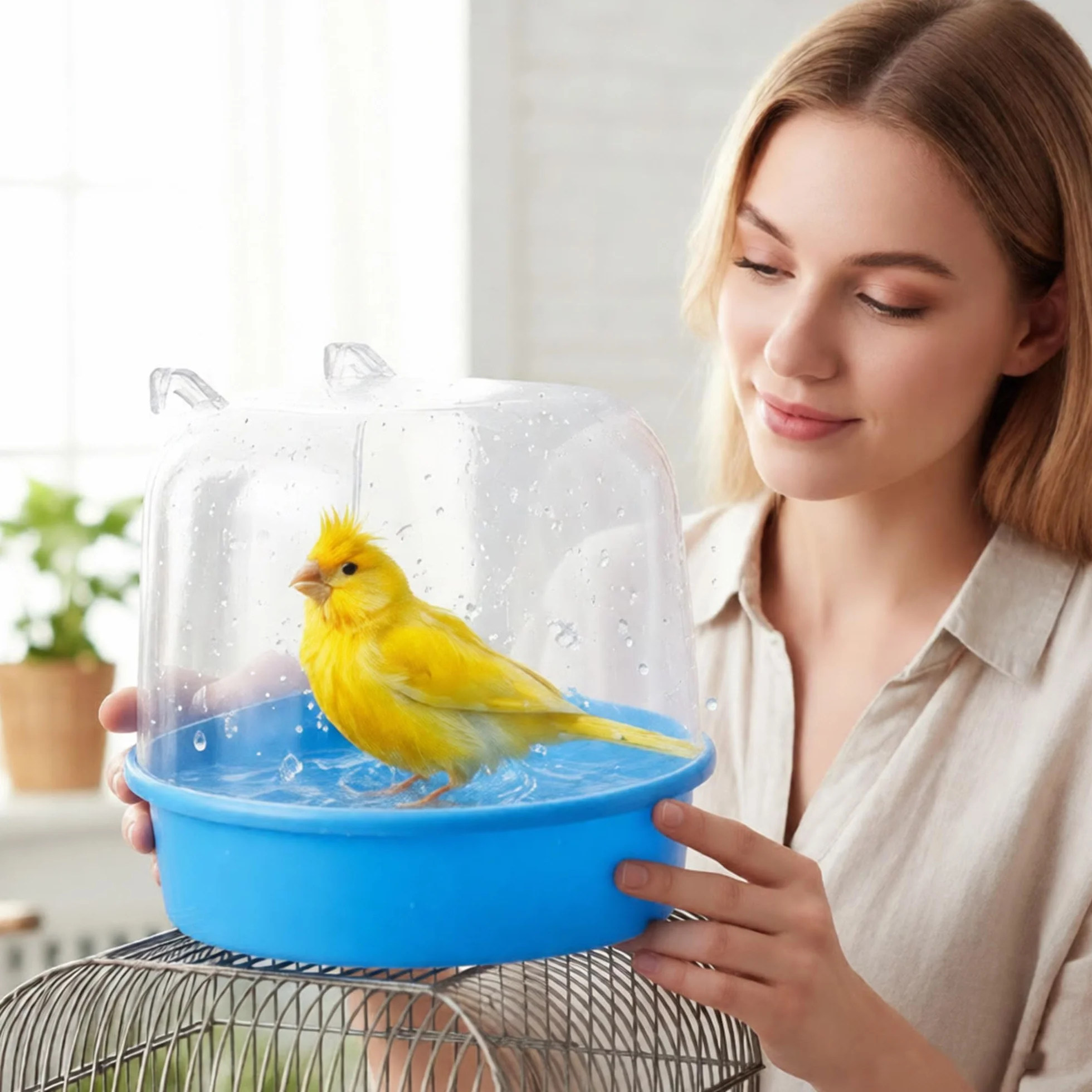 Bagno Uccelli, Uccelli Gabbia Vasca, Vasca da Bagno Sospesa Forniture per Gabbie per Uccelli con Ganci, Bagnetti per Uccelli Gabbia Vasca con Acqua per Piccoli Uccelli, Canarino, Pappagallini