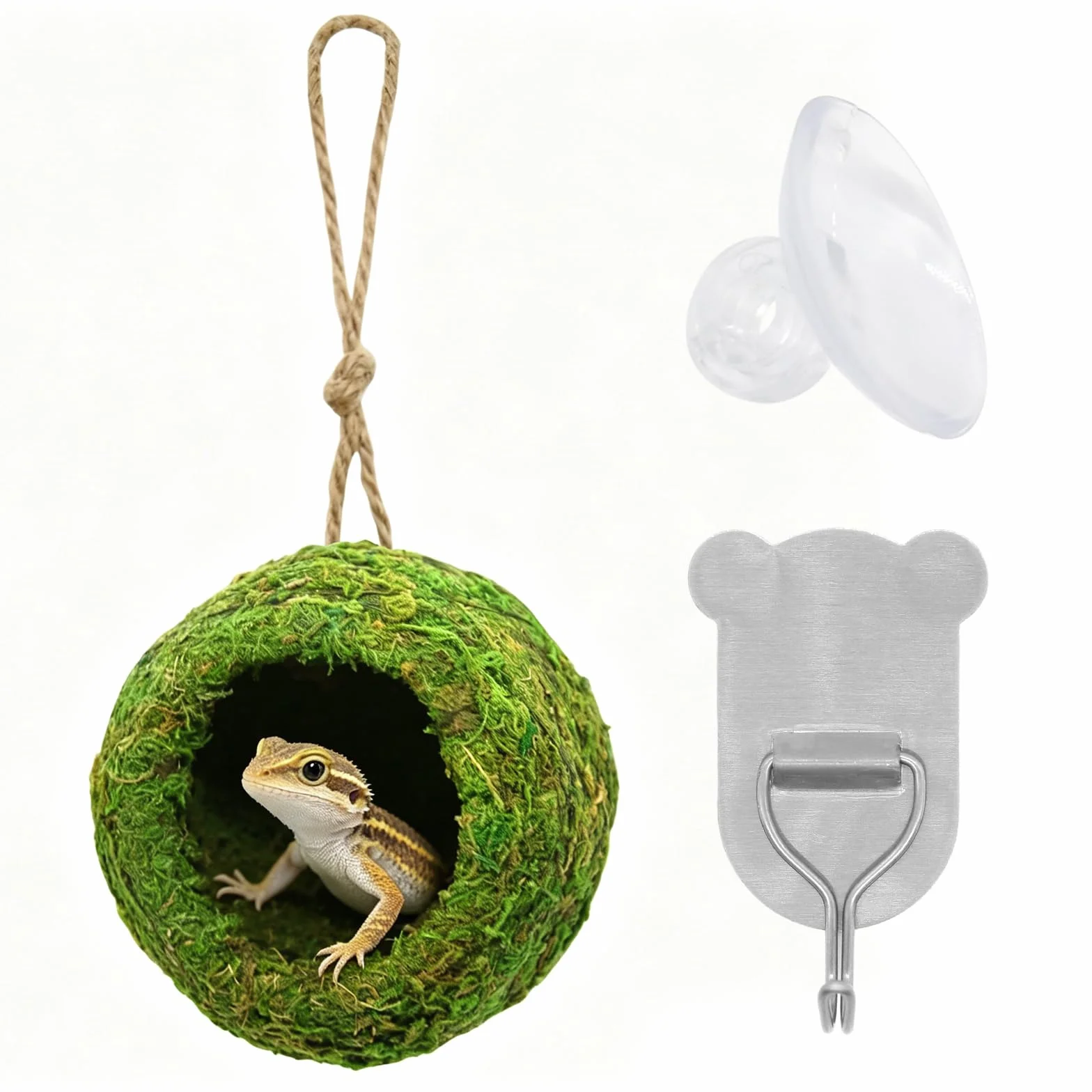 1 pezzo Accessorio per terrario per geco crestato fatto a mano, nascondiglio per rettili, amaca naturale sospesa, per accessori per terrario per geco crestato, drago barbuto grotto