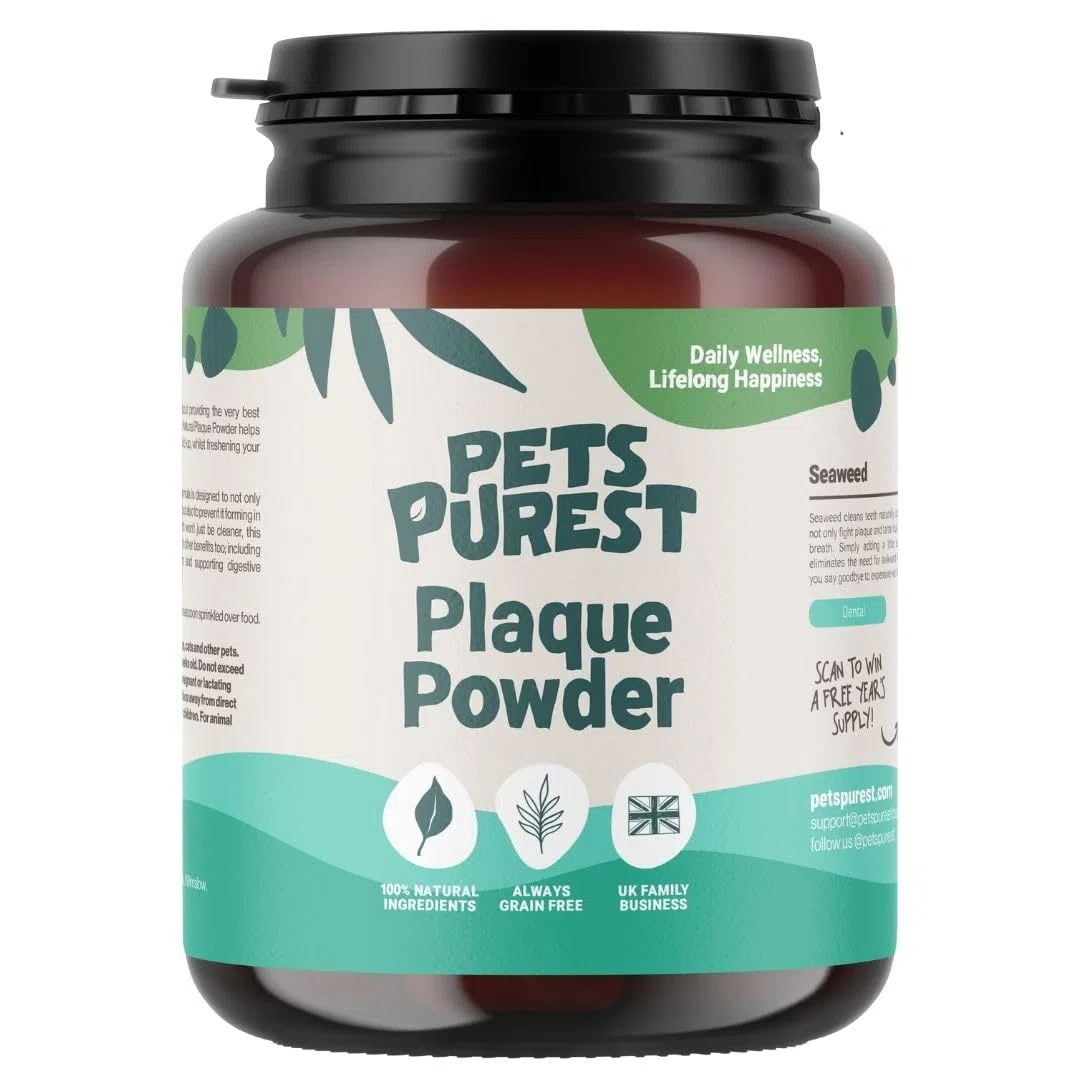 Pets Purest 100% Naturale Rimozione della Placca e del Tartaro (185g) per Cani, Gatti e Animali Domestici. Impedisce l'accumulo di placca e Il tartaro rinfresca l'alito previene Problemi alle Gengive