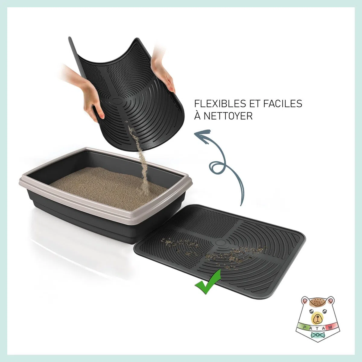 PATAM tappeto salvasporco per lettiera Made in Italy (Jolly Grigio)