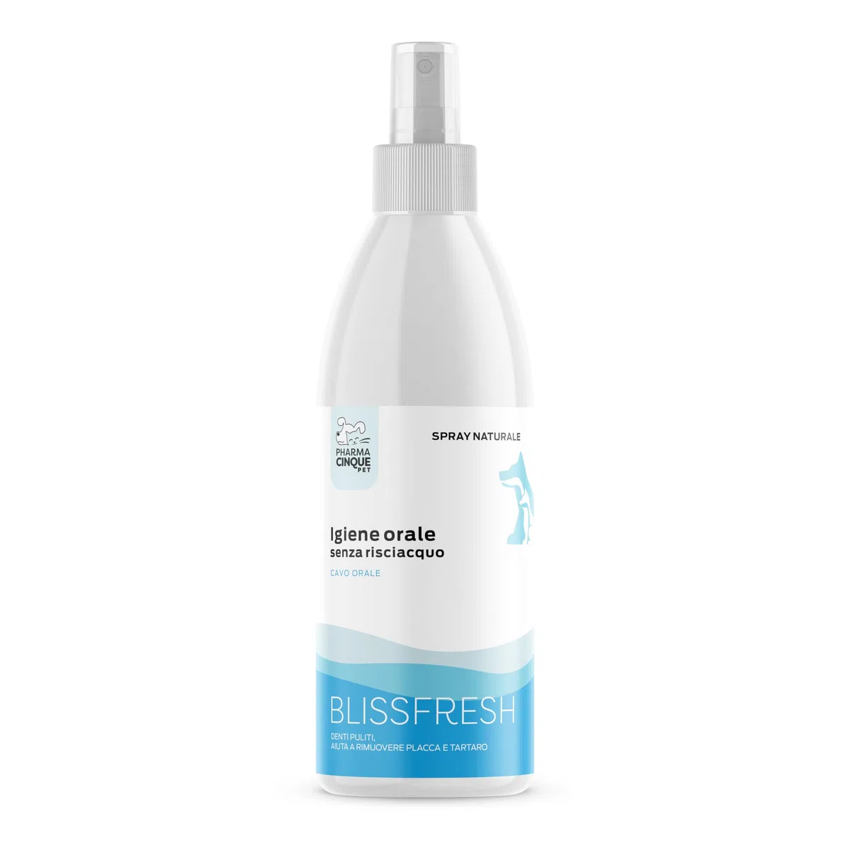 Dentifricio Cane Spray – Spray Denti Cane e Gatto per Alito Cattivo, Aiuta a Ridurre Placca e Tartaro, Igiene Orale Cane Senza Spazzolino – PHARMACINQUEPET Blissfresh 150ml