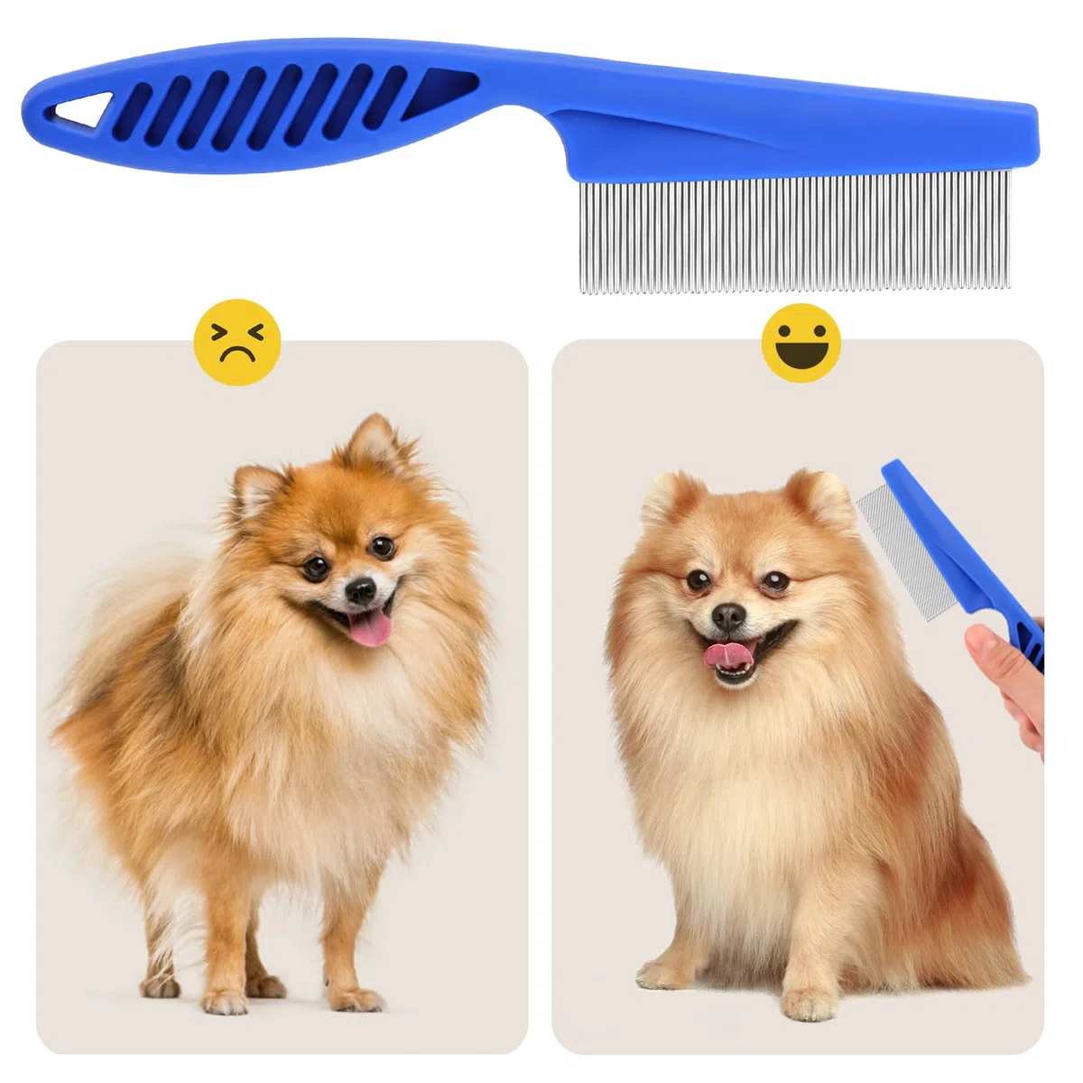 Pettine a Denti Fini per Gatti e Cani - Strumento per la Pulizia di Pidocchi, Pulci, Grovigli, Nodi, Crosta e Sporcizia