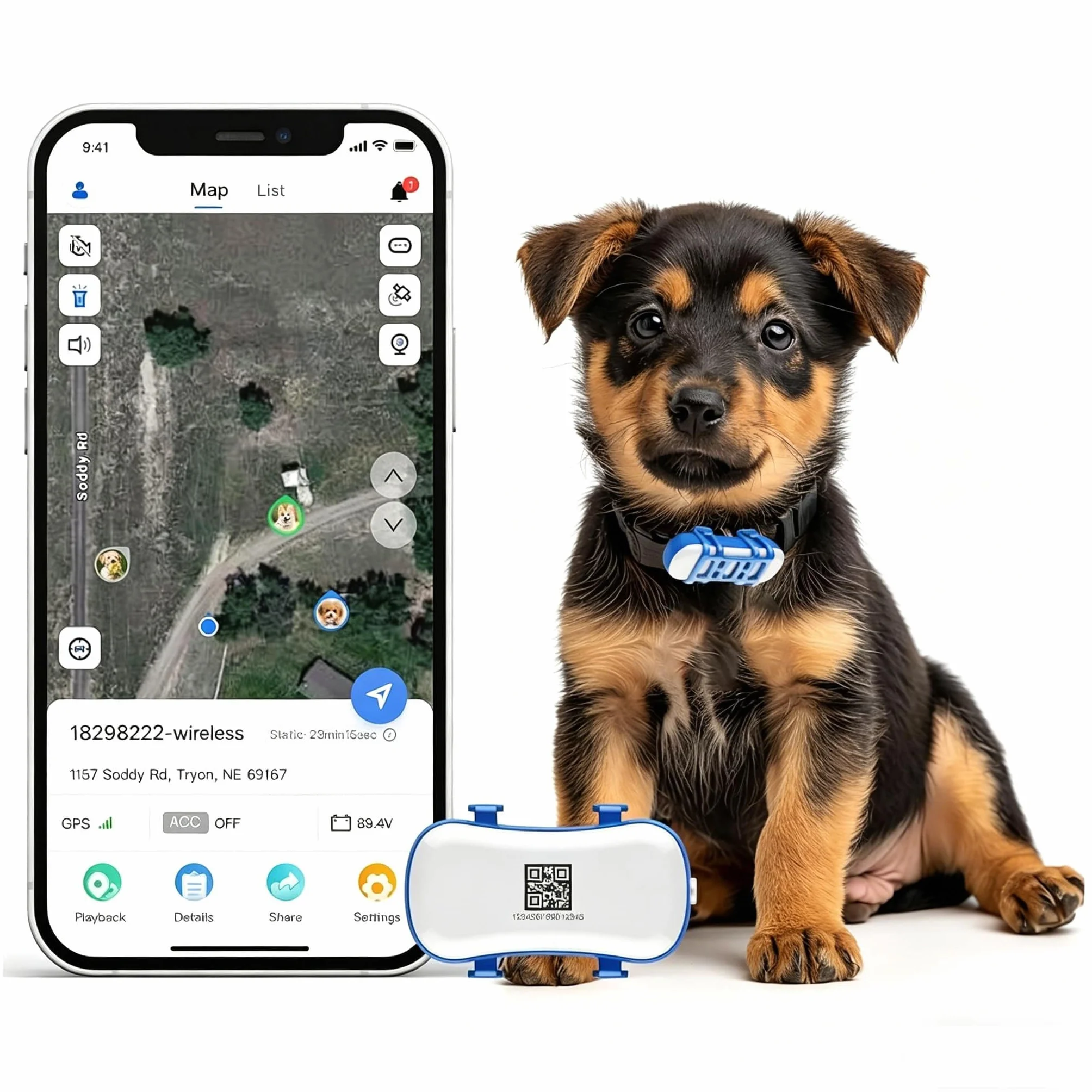 GPS Pet Tracker GPS Dog Tracker 4G Live Satellite Tracking, avvisi intelligenti multipli, monitor di attività completamente impermeabile per cani e gatti, portata illimitata, richiamo vocale remoto