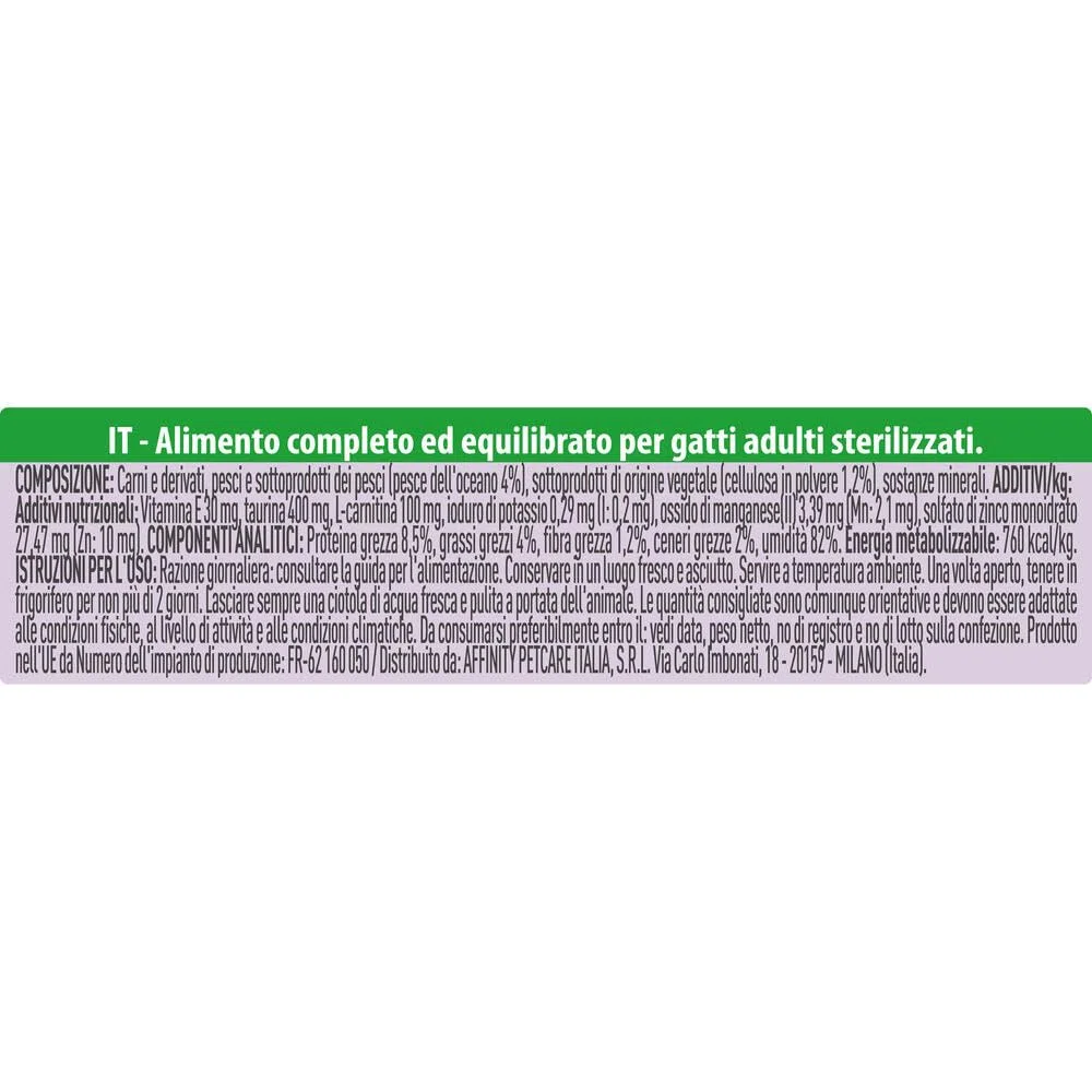 Natural Trainer Adult Sterilized Cibo umido per gatti adulti sterilizzati - Paté di Pesce dell'Oceano - 18 lattine da 85g