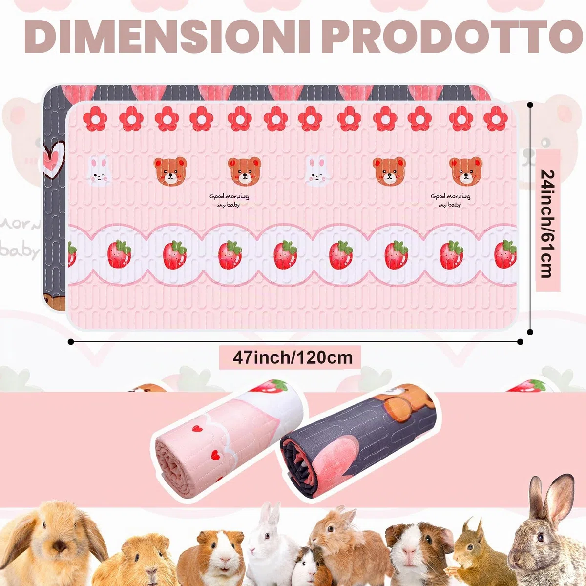 Set di 2 tappetini per gabbia di porcellini d'India, impermeabili e assorbenti, per conigli, criceto, cincillà, cucciolo, tappetino per scatola di parto, per gatti, animali domestici, cani