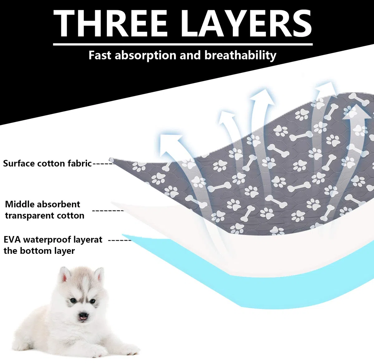 Geyecete - Tappetini Igienici per Cani, 2 Pezzi traversine lavabili per cani, riutilizzabili Tappetini assorbente per addestramento del Cucciolo e gattino/Conigli-L