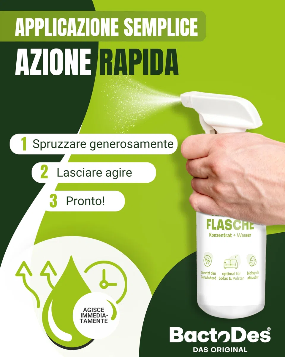 BactoDes Neutral Geruchsneutralisierer 1L I Geruchloser Enzymreiniger mit biologischer Mikrobenkraft & Tiefenwirkung inkl. Spray-Mischflasche I Effektiver Geruchsentferner für Haus, Auto & Textilien