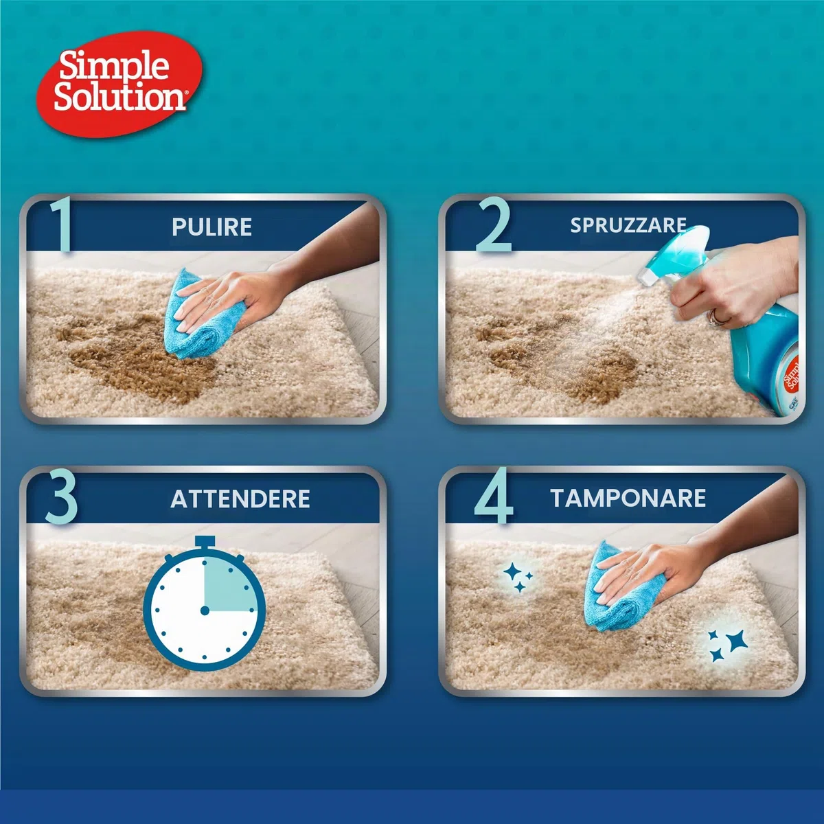 Simple Solution Smacchiatore per cani e odori - Detergente enzimatico con potere pulente dei pro-batteri - 750ml