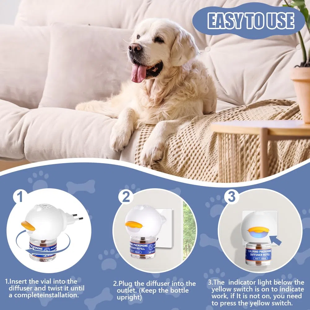 OSDUE Feromoni Calmanti Ricarica per Cani,Calmante per Cani Feromoni(3 Ricaricha 48ml),3*30 Giorni,Rilassamento Naturale Dall'Ansia per Canis,All'Ansia Rimani più Calmo,per Canis Iperattivi, Ansiosi
