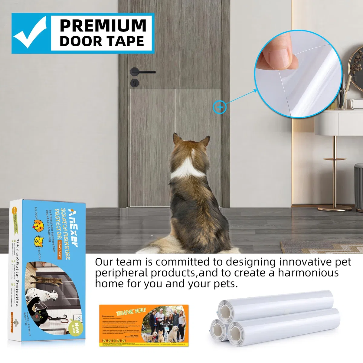 Protettore Porta Antigraffio [3-Rotolo], Protezione Graffi Gatto [Vinile Spesso], AntiGraffio Protector per Cani e Gatti, Deterrente Autoadesivo Protezione Antigraffio per Porte/Muro - 25x100cm