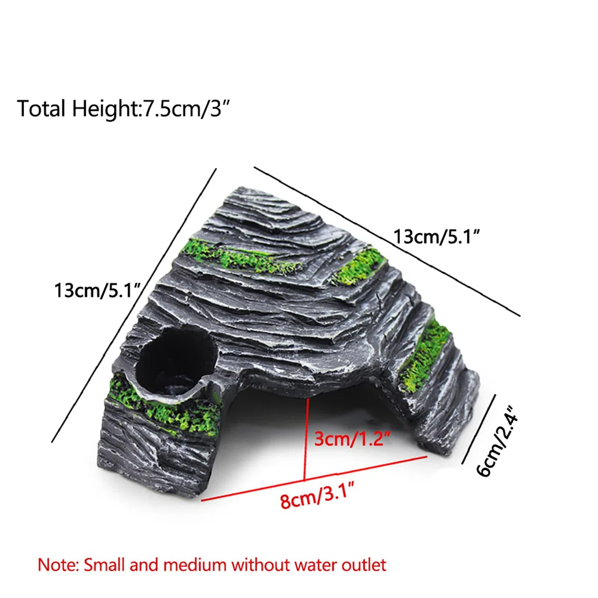 OMEM Rettili Nascondiglio Grotte Tartaruga Rampa Piattaforma per crogiolarsi Habitat Riparo Decor Umidificare Nascondi Grotta Resina Roccia