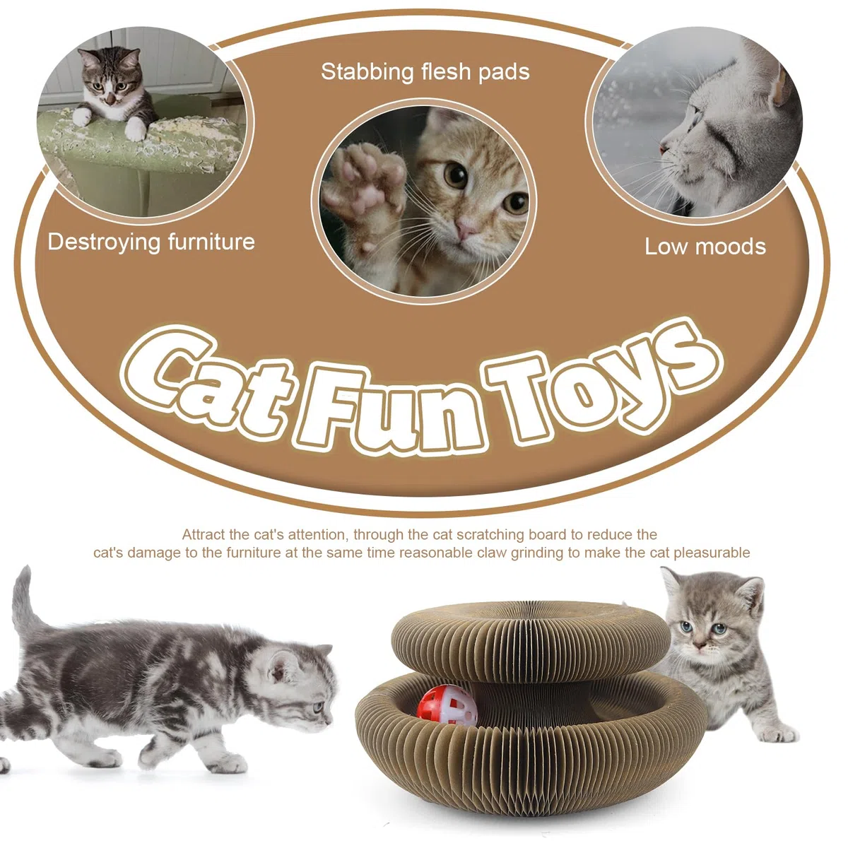 Magic Organ Cat Scratching Board Graffiatoio per Gatti con Palla di Campana Giocattolo per Gatti