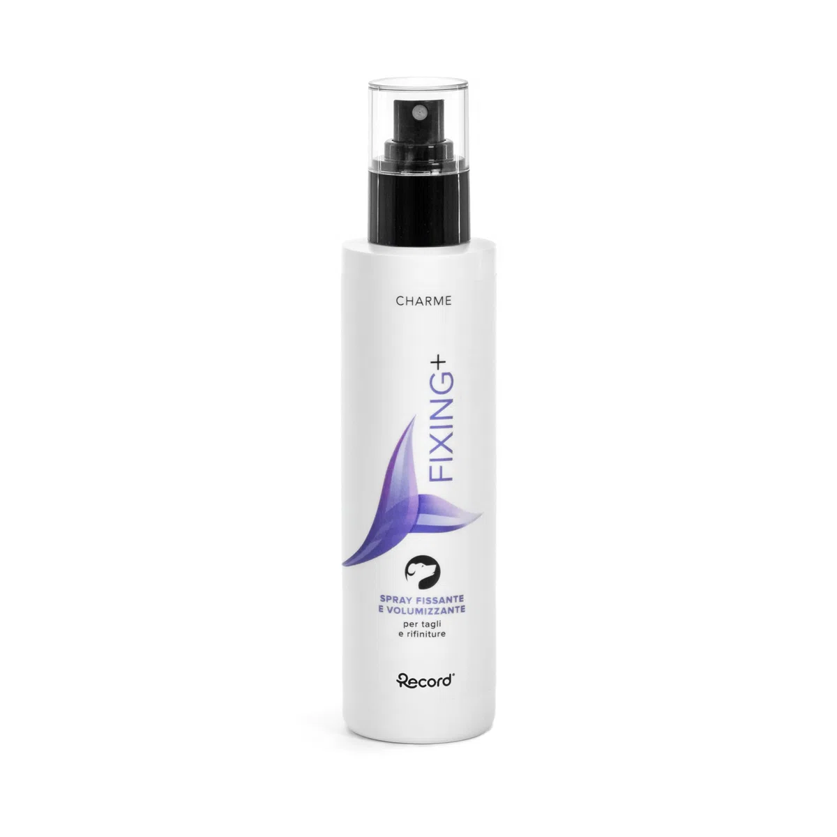 Record Charme Fixing+ Spray Volumizzante per Cani. Spray professionale per il pelo con estratto di Mirtillo con effetto luce e extra-volume, Made in Italy da 250ml
