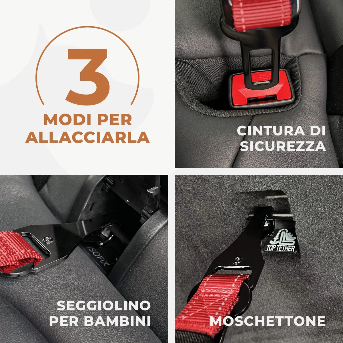 Wuglo Cintura per Cani Auto Regolabile 30-95 cm con Fibbia in Acciaio Inossidabile e Cintura Elastica (Rosso)