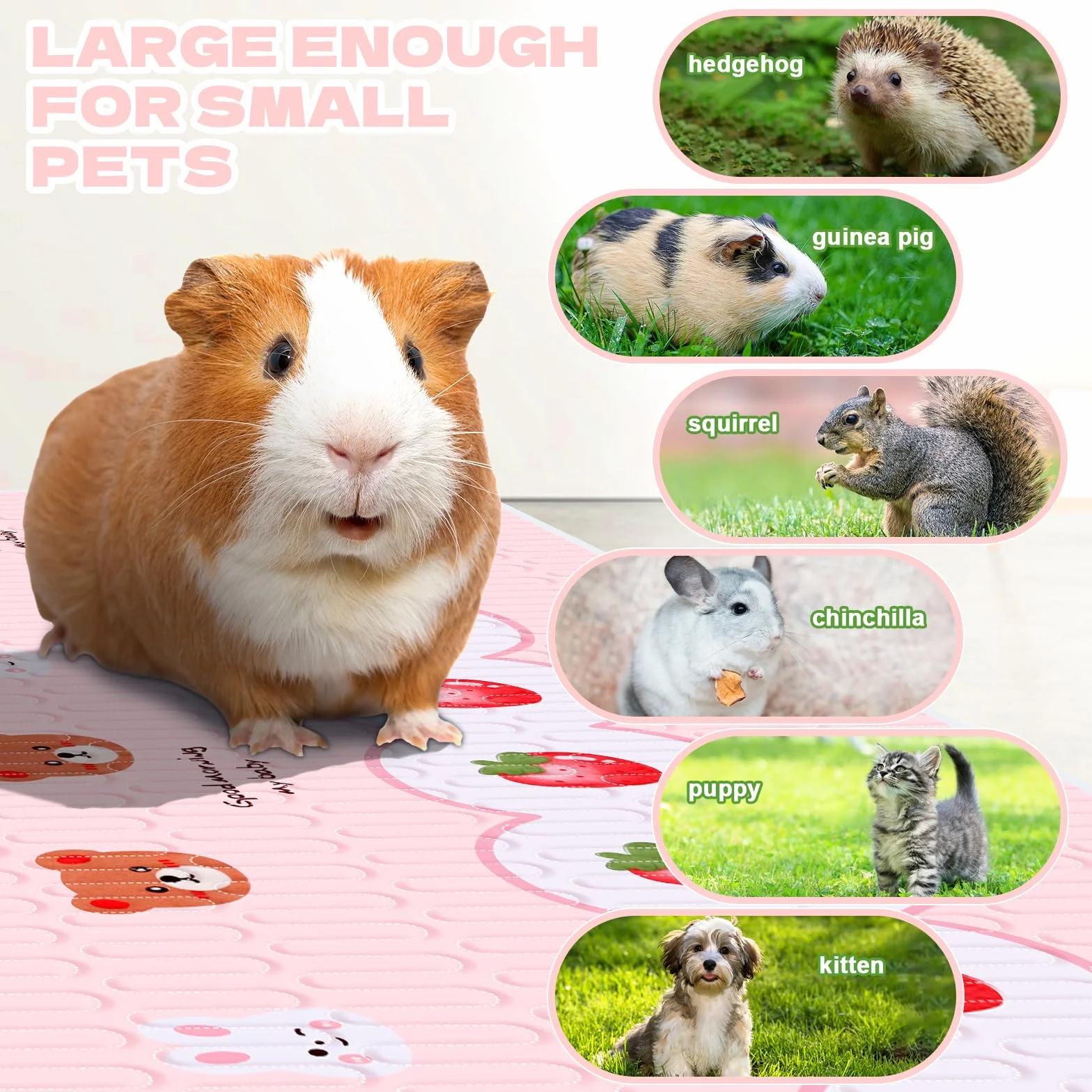 Set di 2 tappetini per gabbia di porcellini d'India, impermeabili e assorbenti, per conigli, criceto, cincillà, cucciolo, tappetino per scatola di parto, per gatti, animali domestici, cani