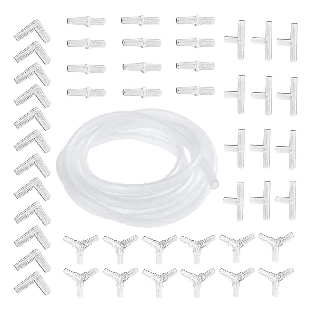 Tubo Aria per Acquario, 48 Pezzi L I Y T connettori per Tubo dell’Aria Acquario + 5M 4/6mm Tubo Ossigeno Acquario, Acquario Accessori Standard per Pompe d'Aria