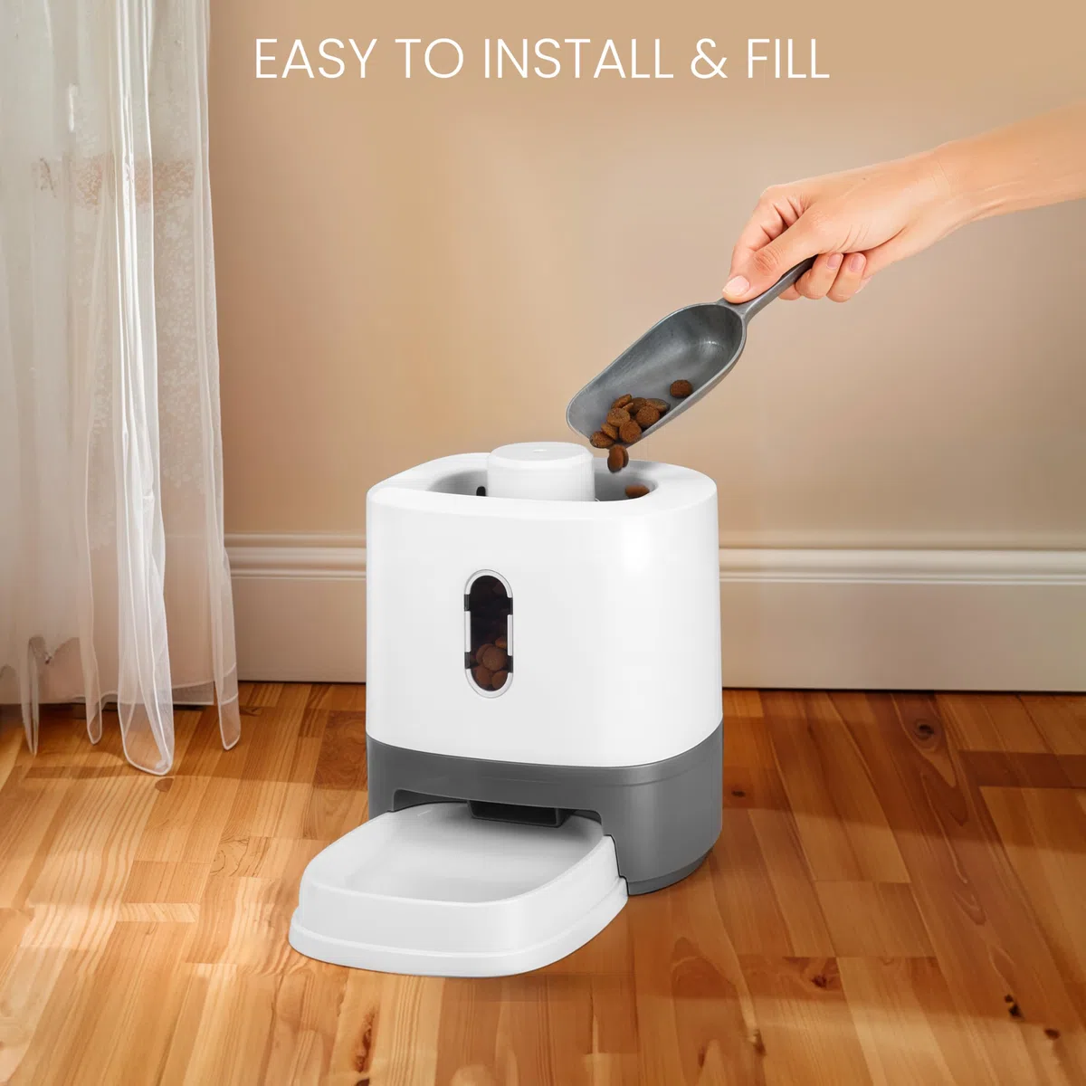 Belle Vous Dosatore Cibo per Animali Domestici - Mangiatoia Porta Cibo per Cani e Gatti Grandi - Accessori Cane e Gatto - Dog Slow Feeding Station - Grigio e Bianco