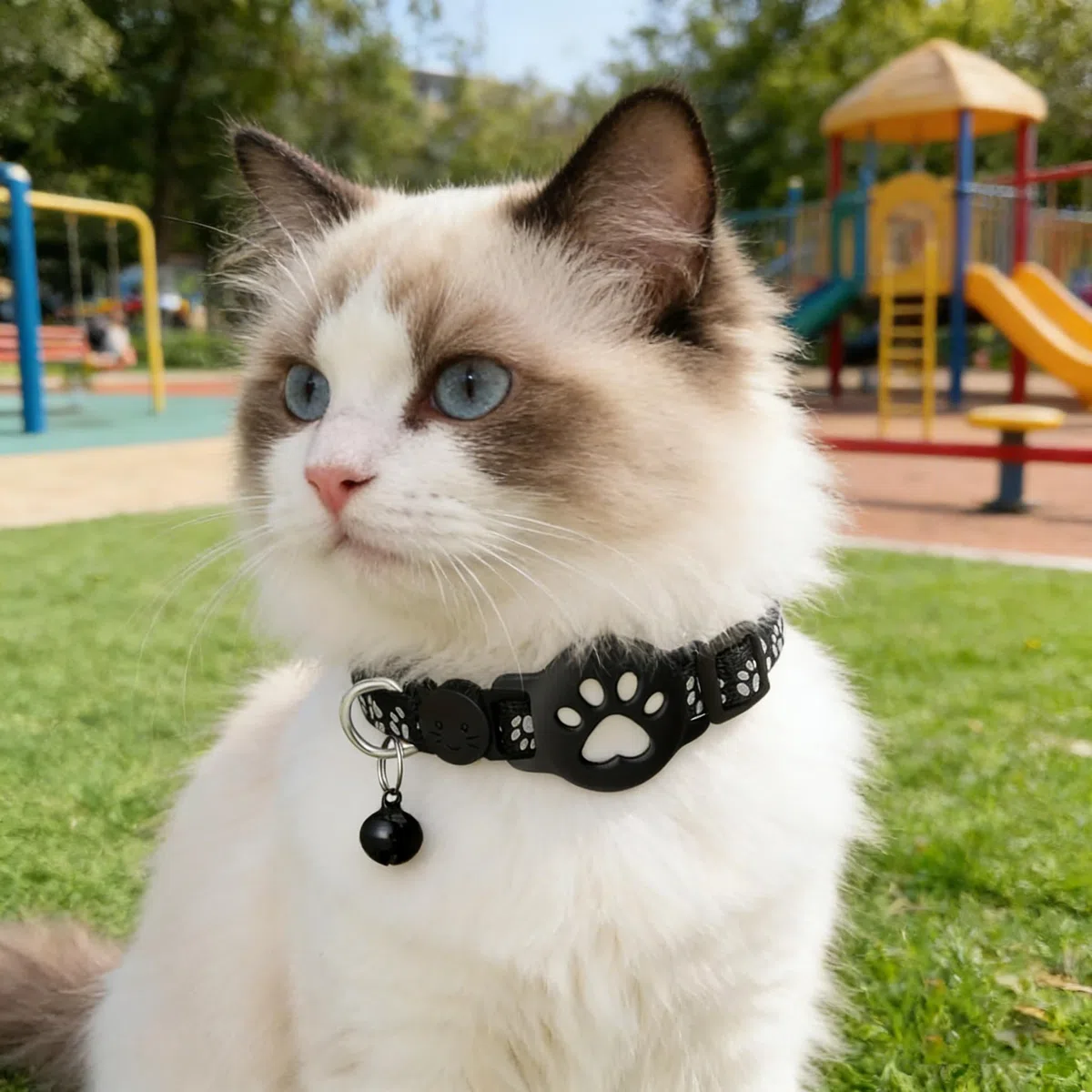 Collare Gps gatto per Gatti Senza SIM Senza Abbonamento, Localizzatore GPS per Gatto Funziona con goo- gle Find My (solo Android) IP67, Batteria 360+ Giorni (Nero)