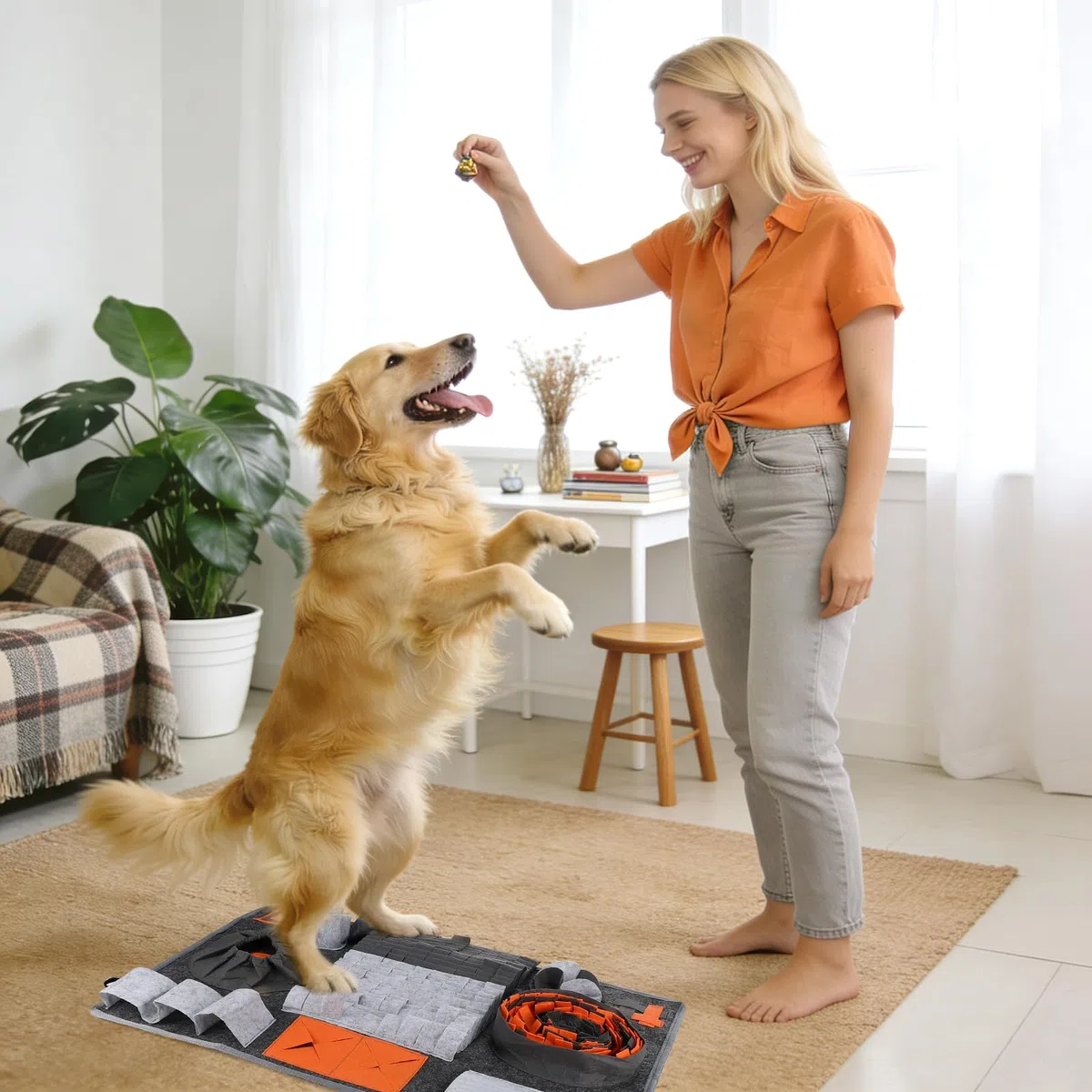 Tappeto olfattivo cane, giocattolo educativo interattivo per cani, pieghevole e lavabile, tappetino antiscivolo per dolcetti, adatto a tutti i cani