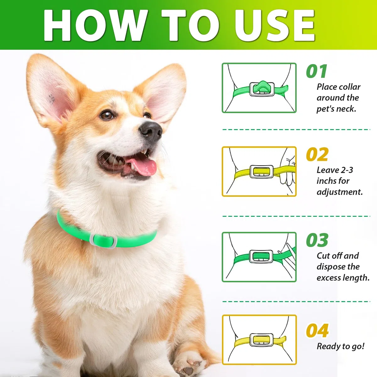 Collare per cani 4 pezzi, dog flea collar, regolabile e impermeabile, sicuro e naturale, lunghezza 60 cm, protezione 24 mesi, per tutti i cani