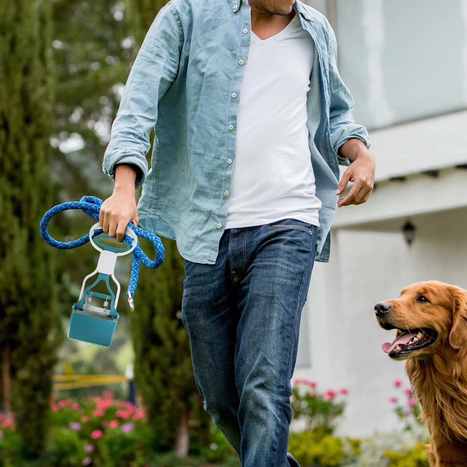 Andiker Cane Pooper Scooper con Manico Corto, 10.26 Alta Doppia Molla Pet Pooper Scooper con 1 Rotolo di Cane Poop Bag e un Dispenser facile da usare Cane Poop Scooper (Verde)
