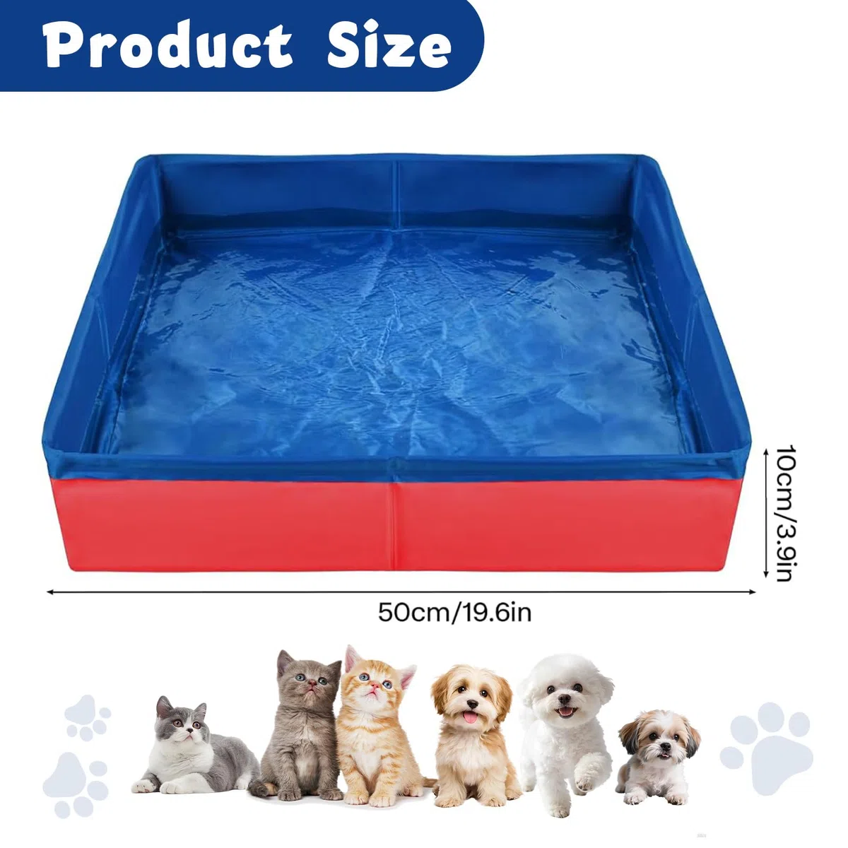 Piscina per Cani Piccoli 50x10cm Mini Piscinetta per Cani Piscina Pieghevole Gioco per Gatti Piscinas Animali Domestici Resistente Graffi per Bagno e Riporre Gli Oggetti (Rosso)