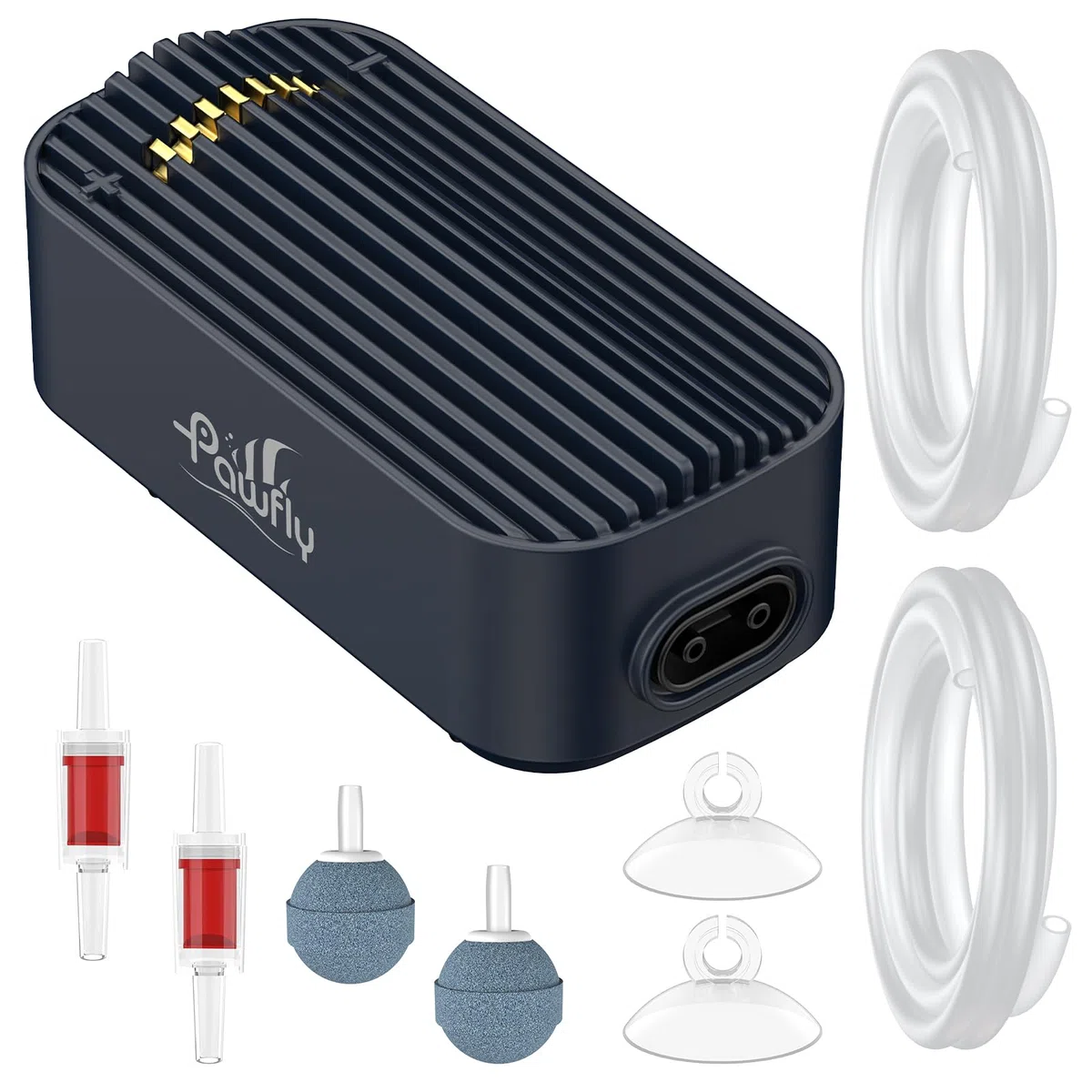 Pawfly Pompa ad Aria per Acquario, 416 L/H per Acquari fino a 606 L, Ultra Silenziosa e Regolabile con Tubo, Pietra Porosa e Valvola di Non Ritorno