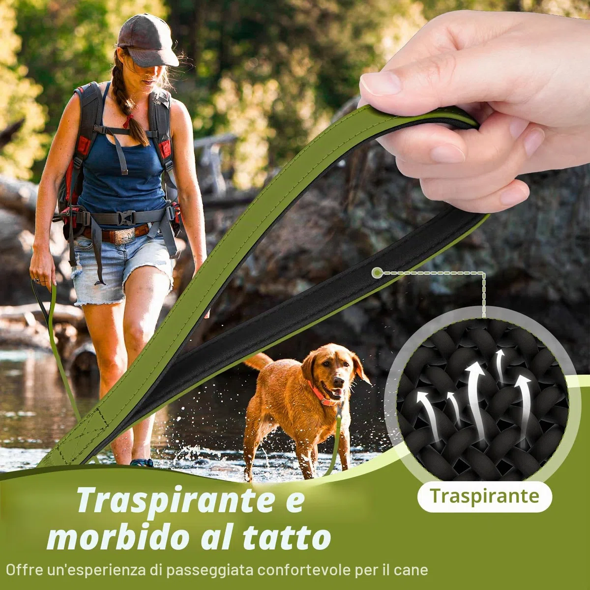 X XBEN Lunghina Cane 10 Metri, Guinzaglio Gommato e di Addestramento Con Maniglia Imbottita, Impermeabile, Moschettone, Resistente Adatto per Tutti i Cani