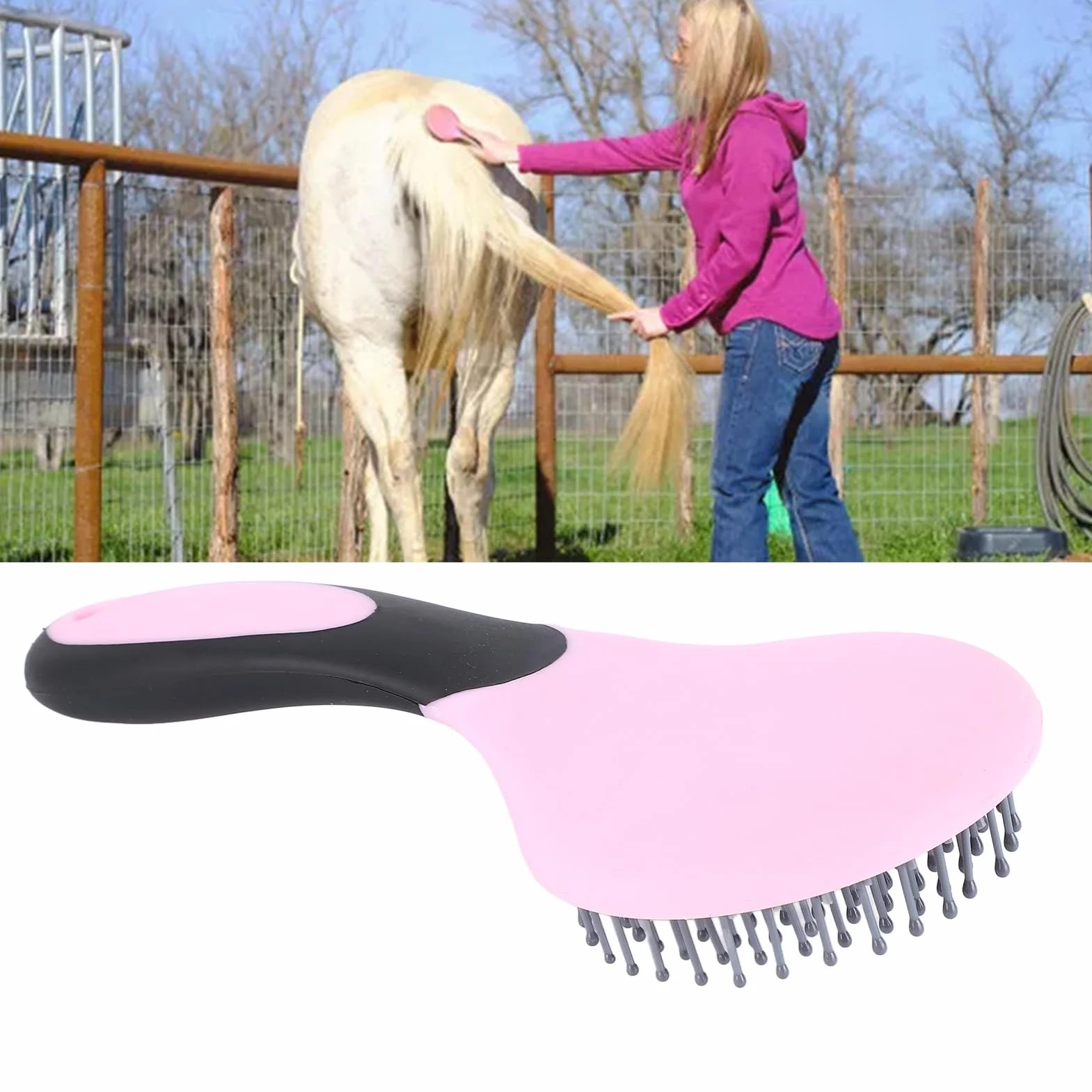 Pettine per crine di cavallo - Spazzola multiuso per la pulizia e il massaggio di cavalli, gatti e cani - Comodo strumento per la toelettatura di animali domestici a pelo lung