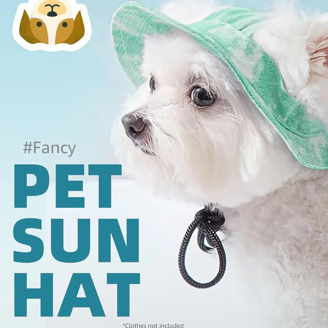 VisageVitalit Cappello per Cani, Cappello Cane, Cappello da baseball per cani, regolabile, estivo, con fori per le orecchie, cappello estivo per cuccioli